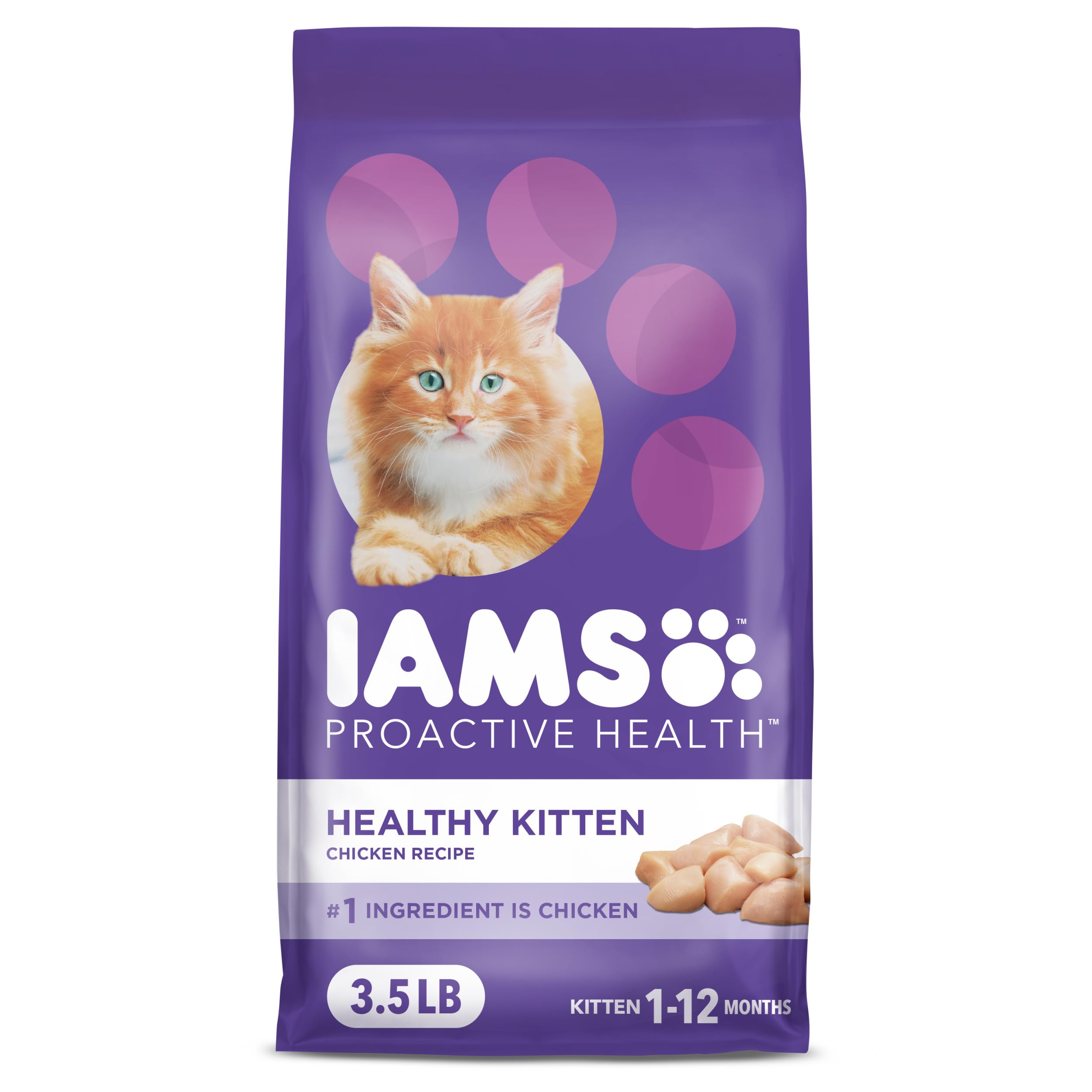IAMS Proactive Health Healthy Kitten Dry Cat Food with Chicken, 3.5 lb. Bag