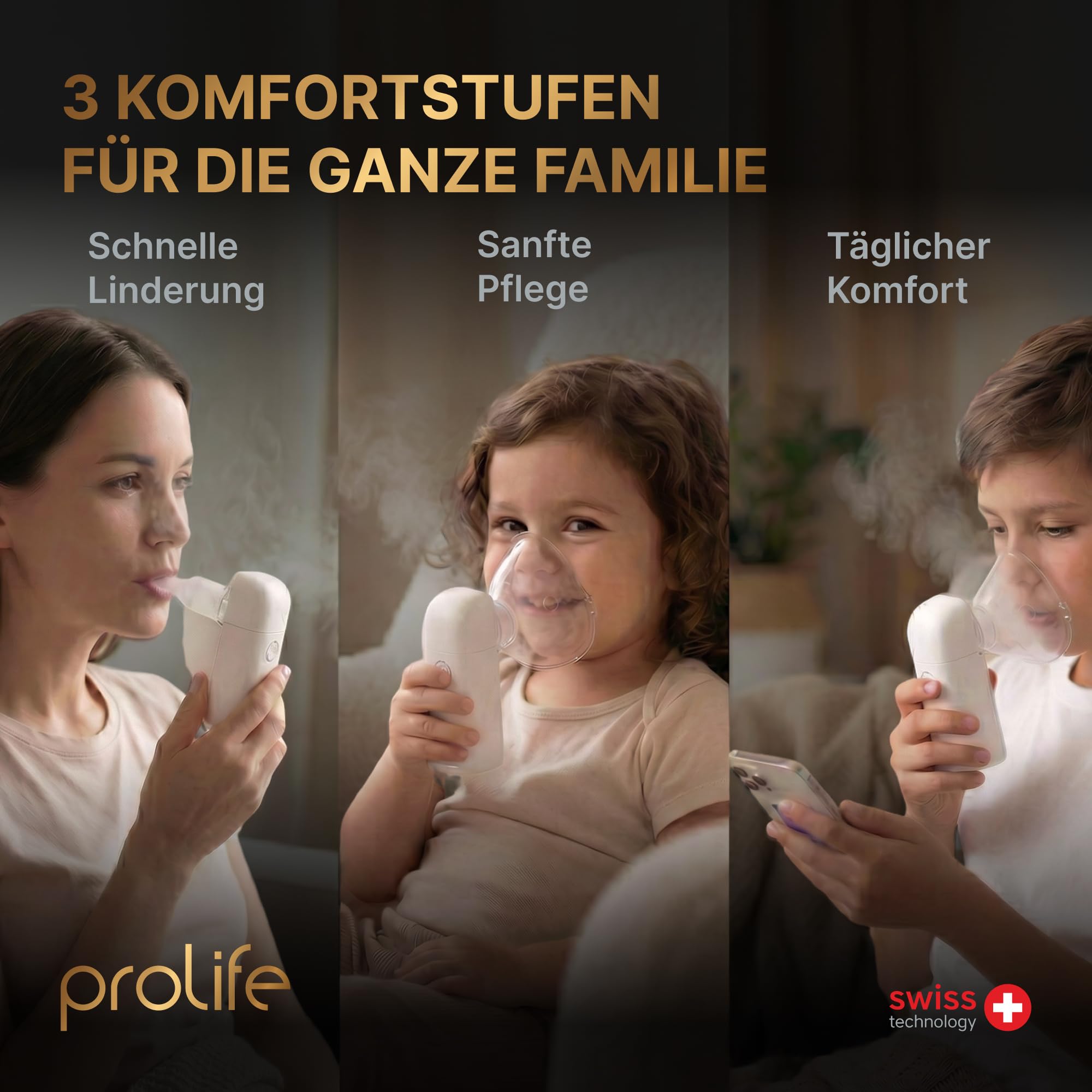 Prolife PN Mesh Inhalationsgerät Erwachsene & Kinder Ultraschall Vernebler Dampfinhalator Inhalation Bulletsnsgerät Baby