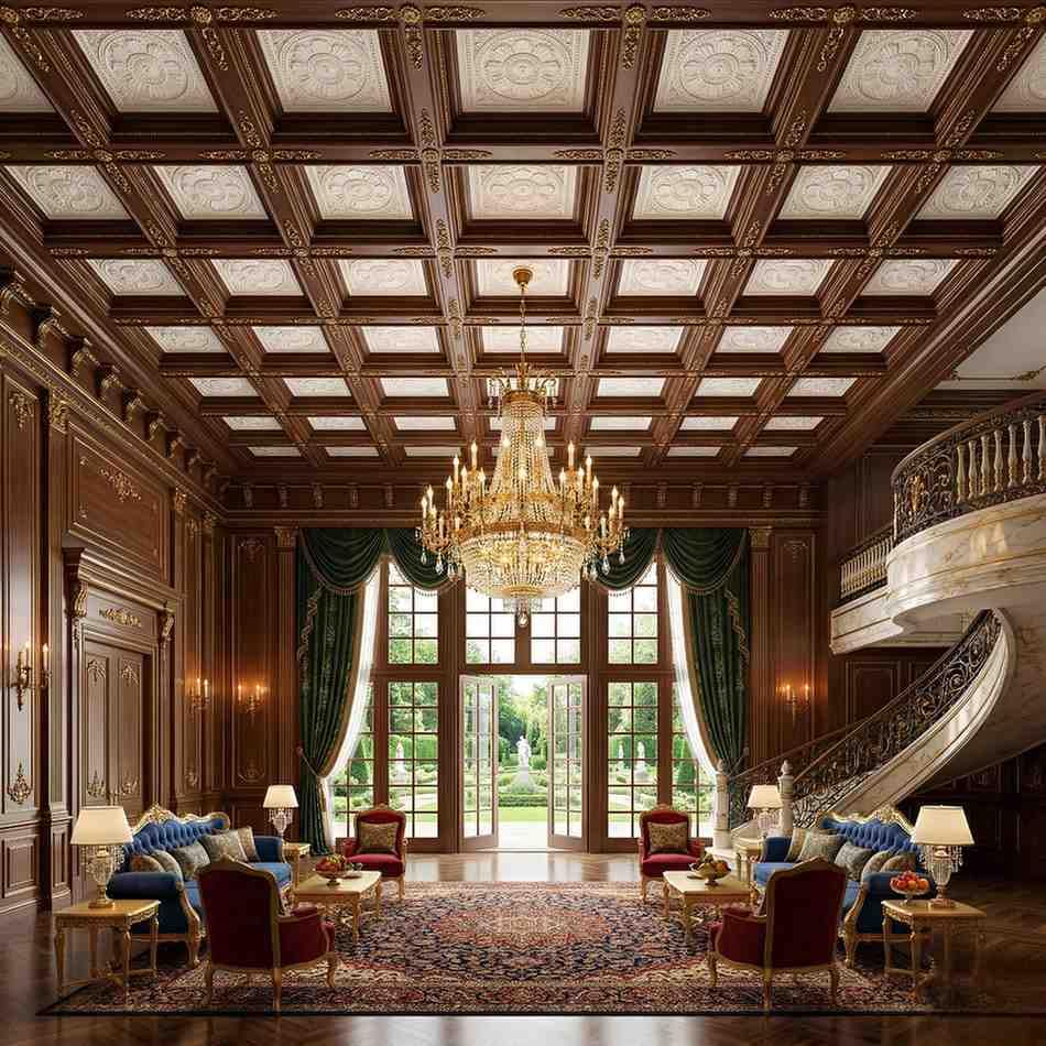 Image of Kayra Decor PVC Ceiling Panel 2x2 Feet (60x60 cm) - Regal Ornate Design, White| Pack of 50 3D Decorative Ceiling & Wall Panels | Waterproof Home Interior Decor