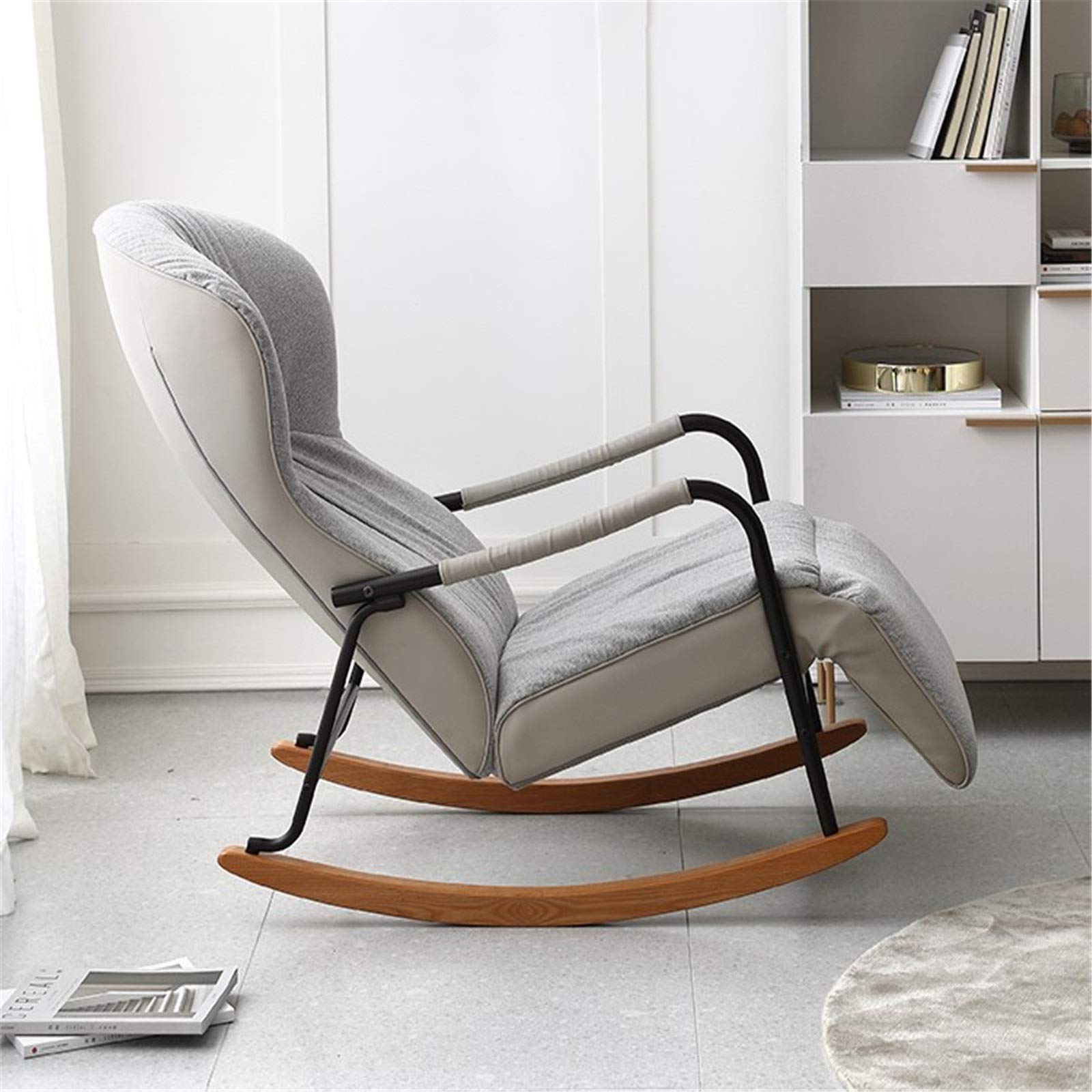 値下げしました　グレーのリクライニングソファ　ゆりかご　ロッキングチェア Amazon｜ロッキングチェア リクライニングチェア折りたたみランチ