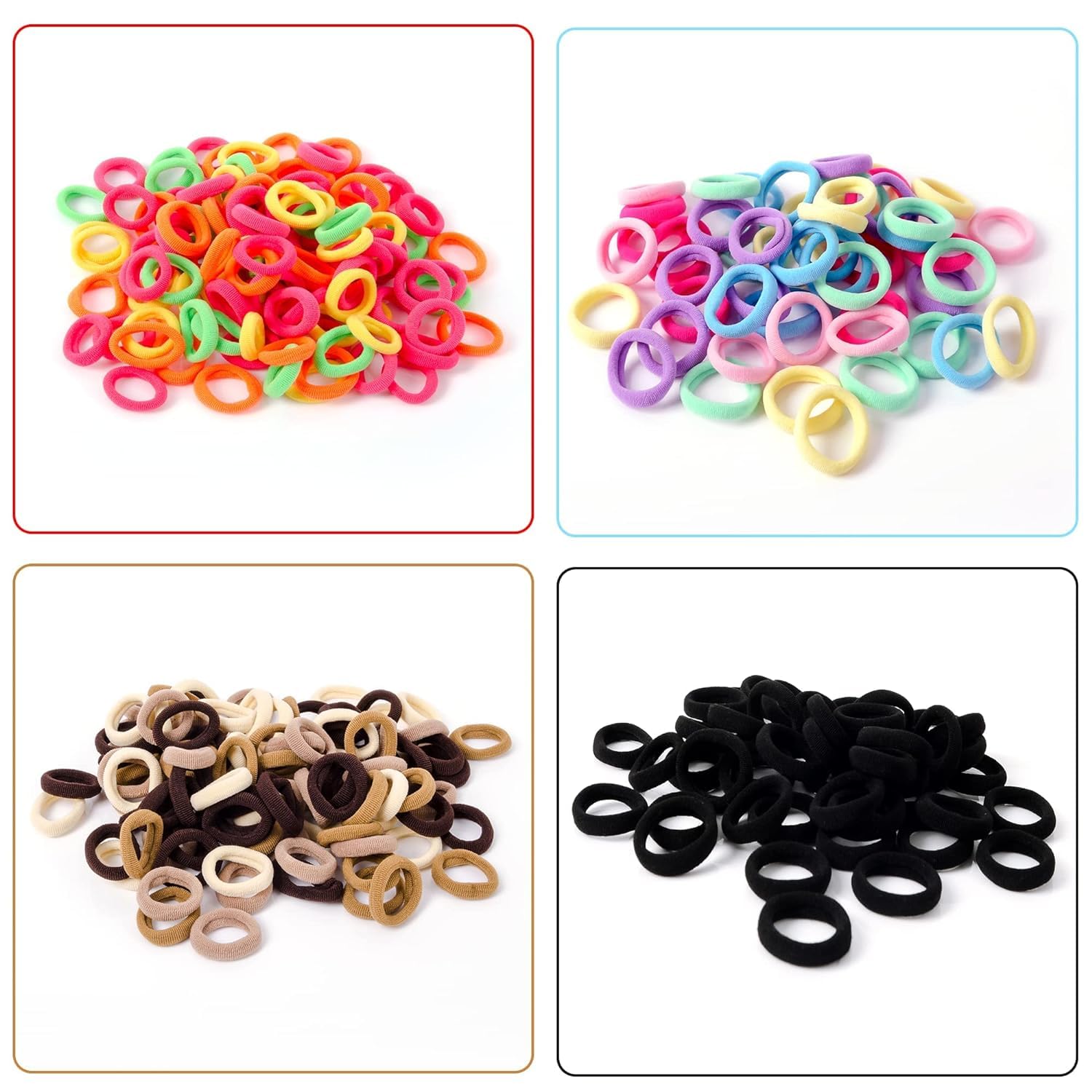 Diversa 400Pcs Baby Hair Ties, High Stretch Seamless Hair Bands, Painless and Damage Free, Small Soft Elastic Cotton Toddler Hair Ties for Girls and Kids (Multicolor)