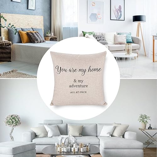 Miniatura 5 de Farmhouse Cotton Linen Cushion Cover Case for Living Room Bedroom Decor You are My Home and My Adventure All at Once Decorative Pillow Case with