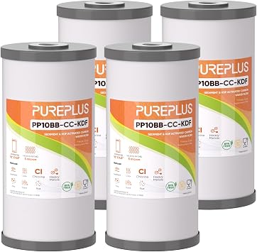 PUREPLUS 10" x 4.5" Whole House Heavy Metal Reduction Water Filter,4 PACK