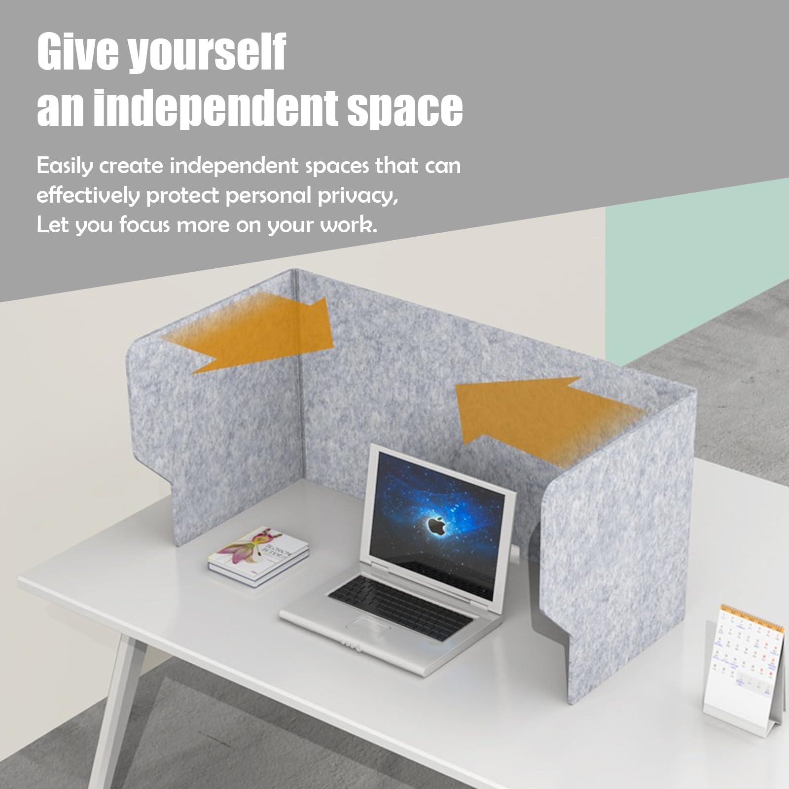Séparateur de bureau pliable en feutre - Brise-vue - Séparateurs acoustiques gris - Séparateur de table autoportant - Insonorisation acoustique
