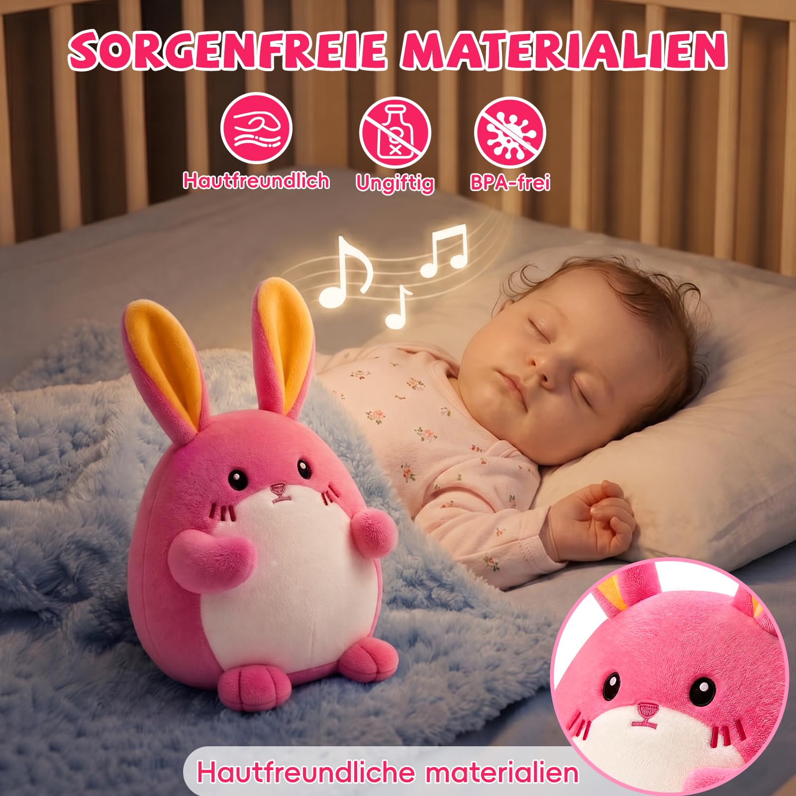 SAIMAND Baby Spielzeug 6-12 Monate, Hase Kuscheltier, Musikalische Spielzeug ab 1 2 Jahr, Tummy Time Toys Sensorik Babyspielzeug ab 6 7 8 9 10 12 Monate, Neugeborenes Geschenk Mädchen Junge (Rosa)