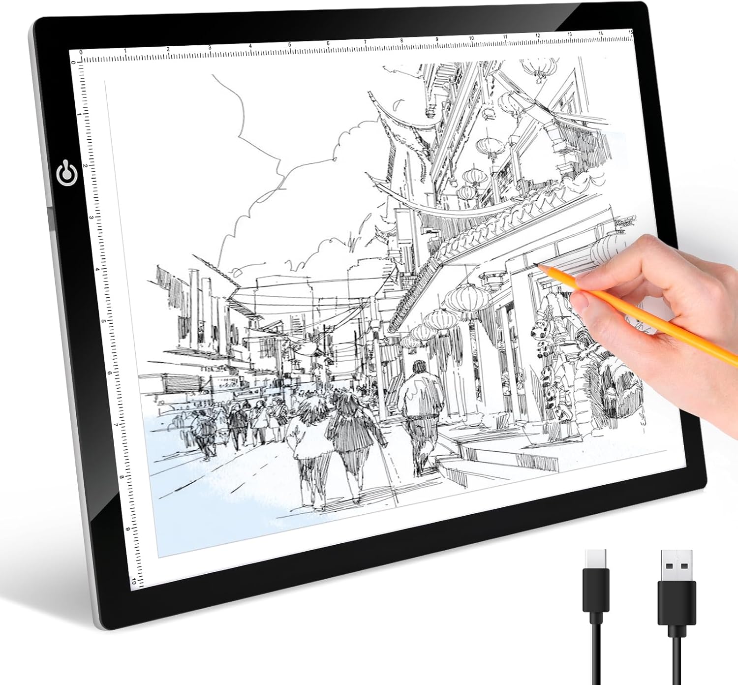 RTjoy A3 Slim LED Light Tracing Box Pad, Adjustable USB Powered Copy Board LED Tablet for Tattoo Transferring,DIY Drawing,Diamond Art,Sketching,Weeding Vinyl Craft