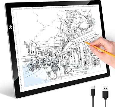 RTjoy A3 Slim LED Light Tracing Box Pad, Adjustable USB Powered Copy Board LED Tablet for Tattoo Transferring,DIY Drawing,Diamond Art,Sketching,Weeding Vinyl Craft