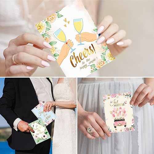 Miniatura 6 de 24 tarjetas de boda para novia y novio, tarjetas de felicitación de boda surtidas con sobres blancos, tarjeta de felicitación a granel para