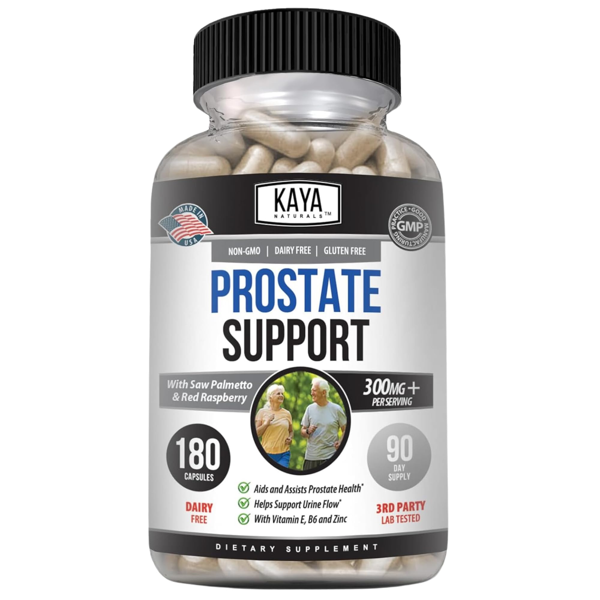 Kaya NaturalsProstate Support | Potent DHT Blocker for Hair Growth, Promote Sleep, Beta Blocker to Reduce Frequent Urination, Support Bladder Emptying & Stamina Supplement (180 Capsules)