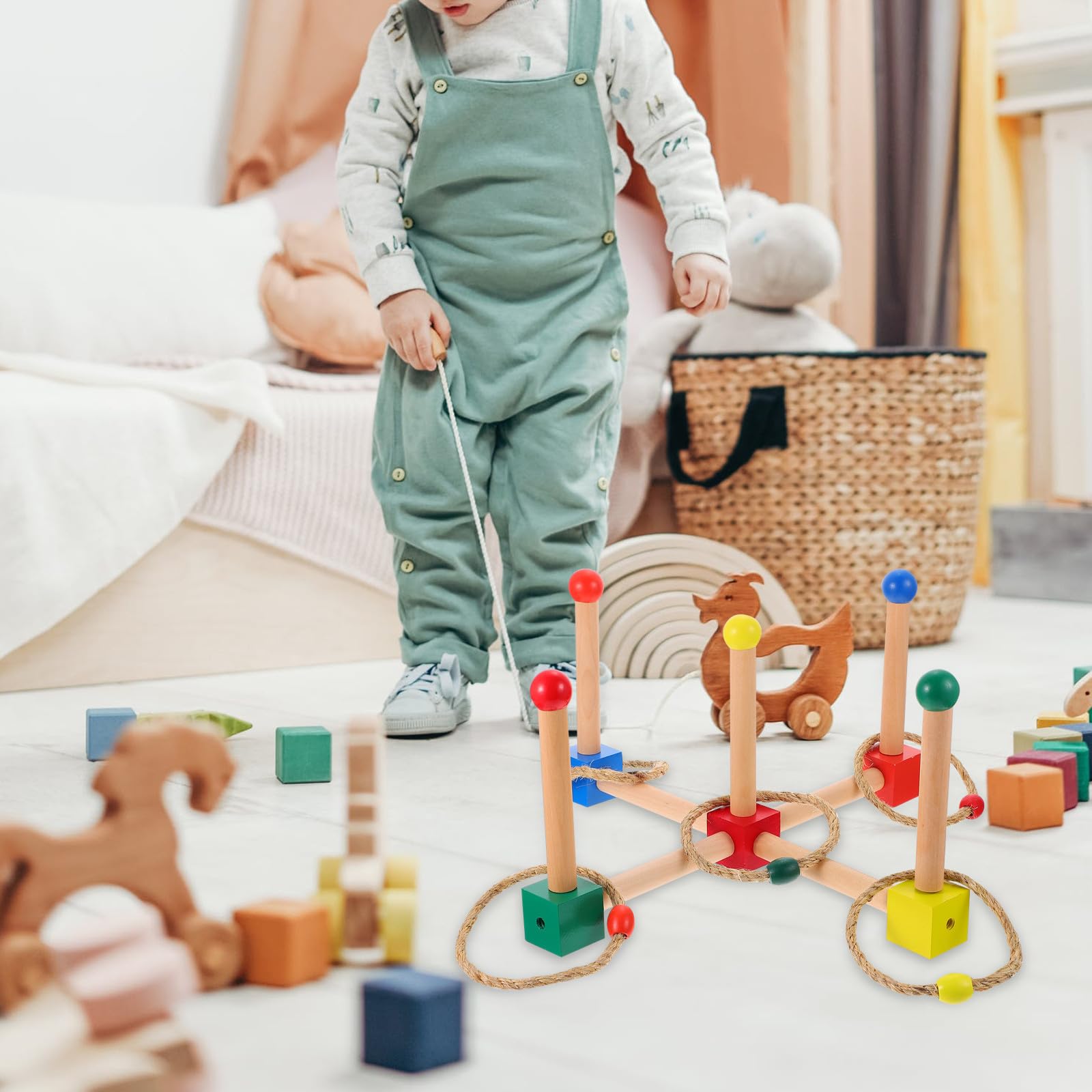 Toyvian Garten Quoits Satz für Interaktives Ringwurfspiel zur Konzentration und Koordination Outdoor für Draußen Zufällige Farbe