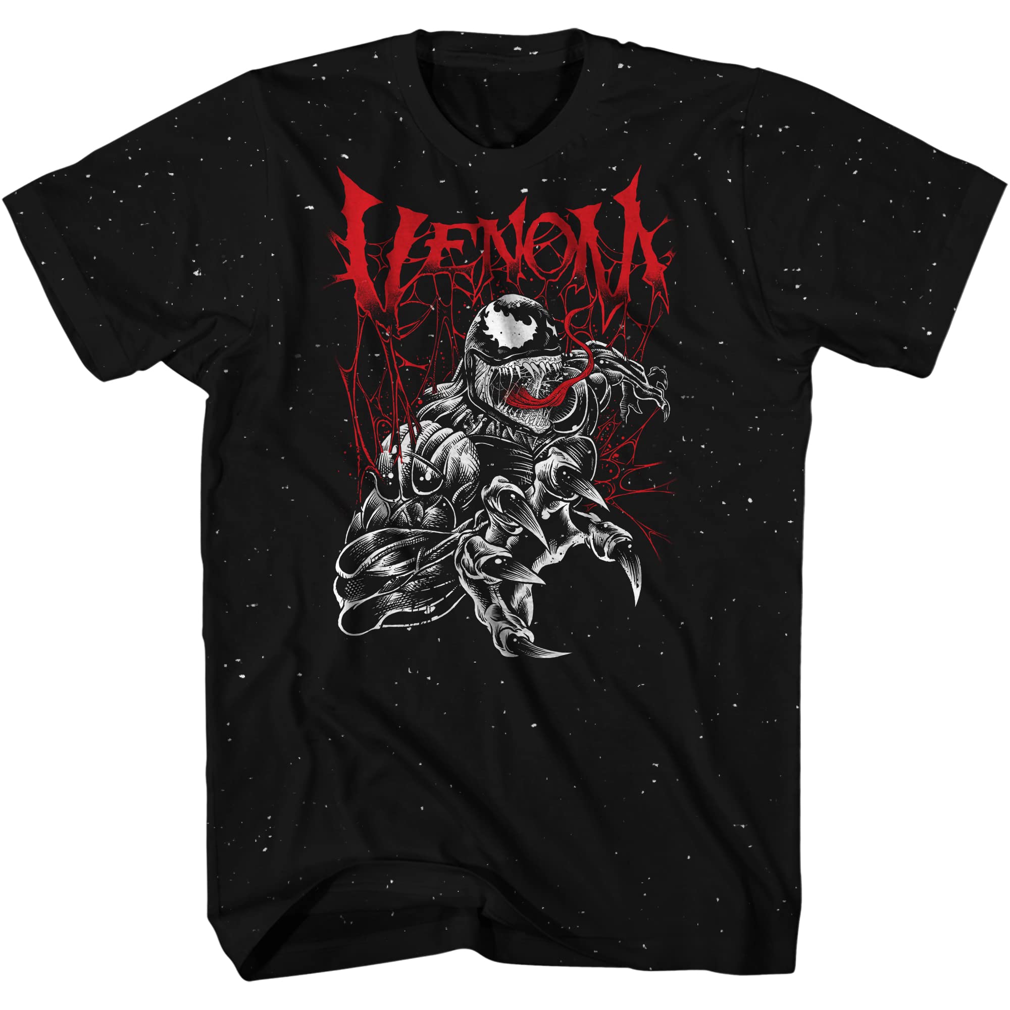 Marvel Venom Heavy Metal Spider-Man Villain Comic Book Adult Mens Graphic T-Shirt (Large) Black