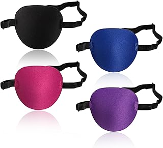 VIKSAUN 4 Pcs Eye Patches, 3D Adjustable Eyepatch for Amblyopia or Strabismus, Adjustable Medical Eye Patches for Adults & Kids, for Right or Left Eye, Regular Use or Pirate Costume (4 Pcs)