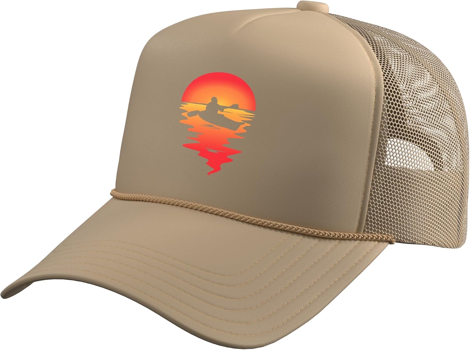 Kayak Canoe Rafting Paddle Water Sports Sunset Kayaker Trucker Hat with Adjustable Mesh Back