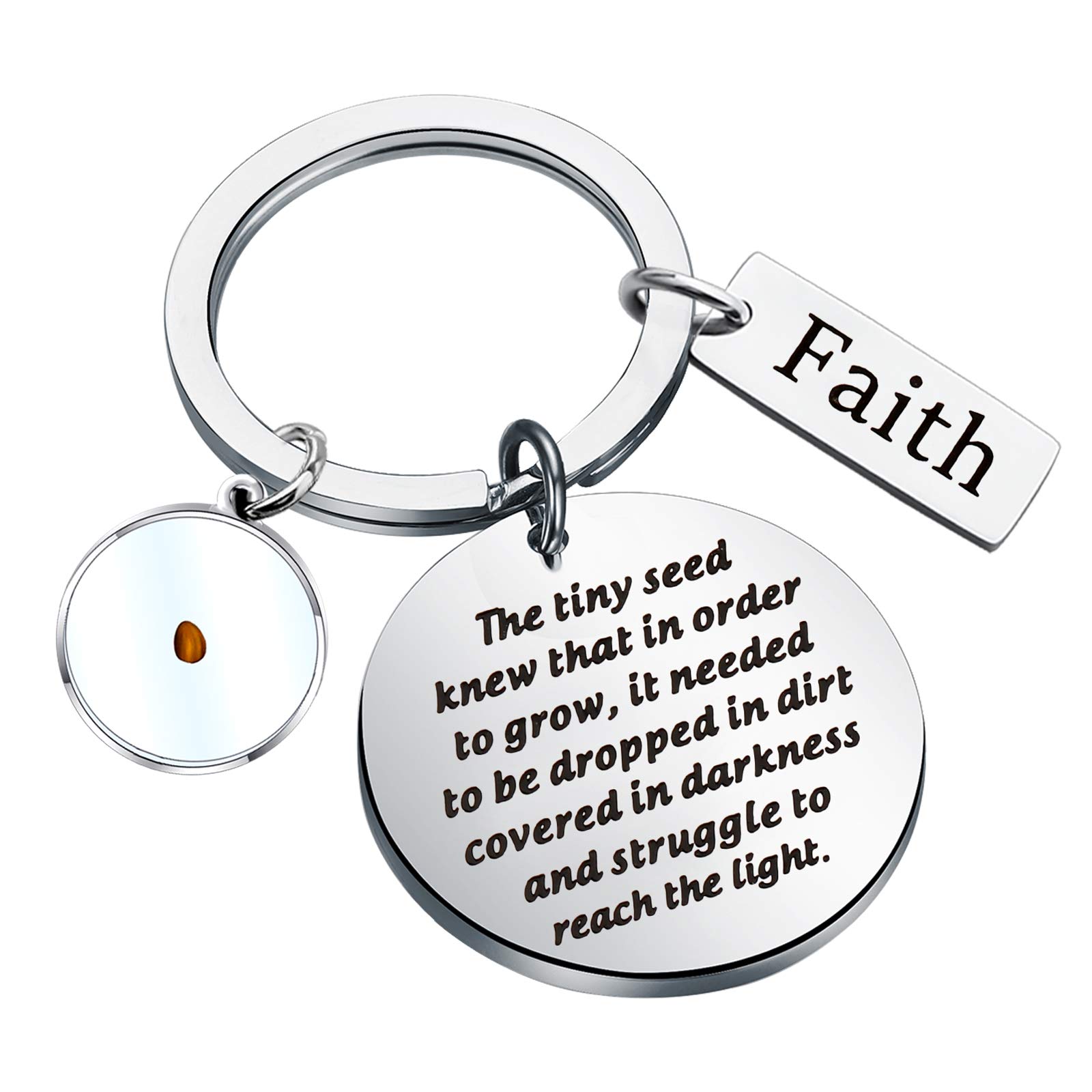BNQLMustard Seed Keychain Faith Gifts Real Mustard Seed Jewelry Christian Religious Inspiration Gift