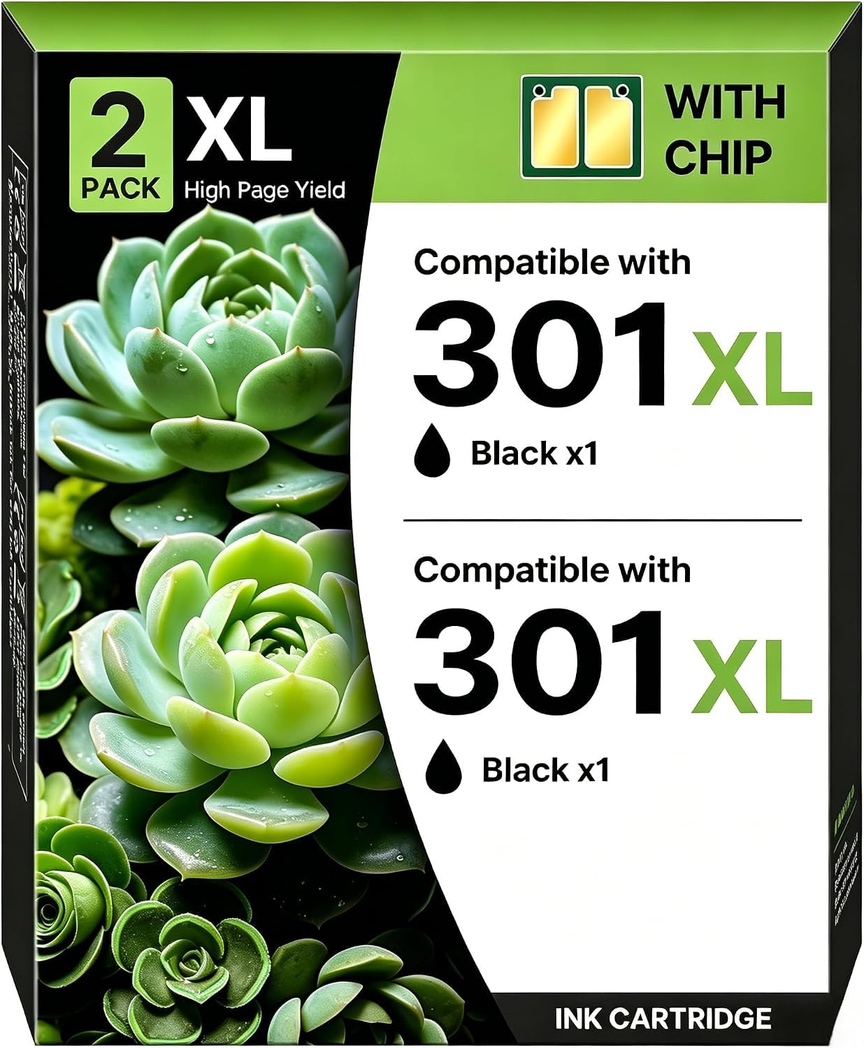 301 XL Kompatibel für HP 301 Druckerpatronen Schwarz für HP OfficeJet 4630 | 301XL Druckerpatronen für HP Envy 4500 4504 5530 5534 DeskJet 2540 2544 2549 2050 3050 OfficeJet 4630 4632 2622 (2 Schwarz)