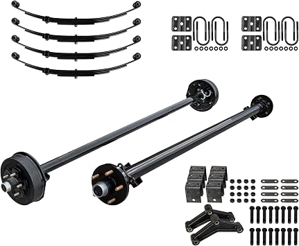 The Trailer Parts Outlet 3500 lb TK Light Duty Tandem Axle Kit with Suspension - 7K Capacity 95" Hubface - 80" Spring Center 610 Frame, 5x5 Bolt Pattern