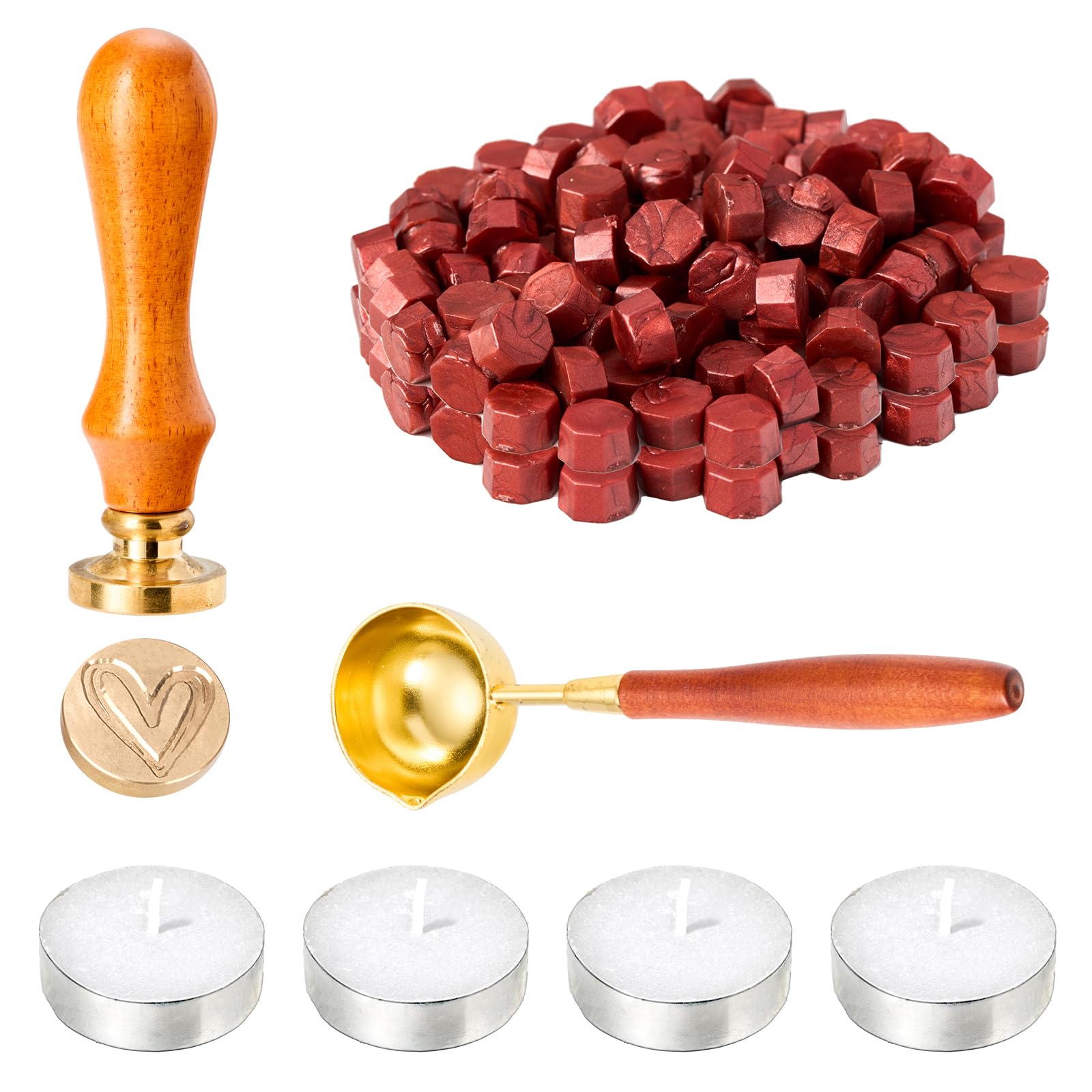 Wax Seal Stamp kit,Wax Stamp Seal kit,Wax Stamp kit,200pcs Sealing Wax Beads,Wax Seal kit,Wax Seal Set,Wax Sealing kit,Wax Seal Beads,Wax Seal Stamps,Wax Beads for Stamp Seals,Heart Stamp