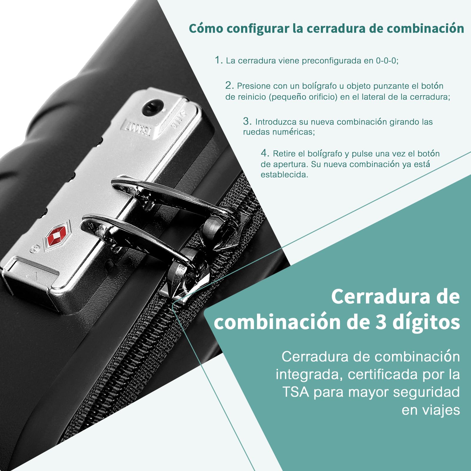 British Traveller Maleta de Cabina 74,5CM Maleta de Viaje Rígida con Cerradura TSA (Negro)