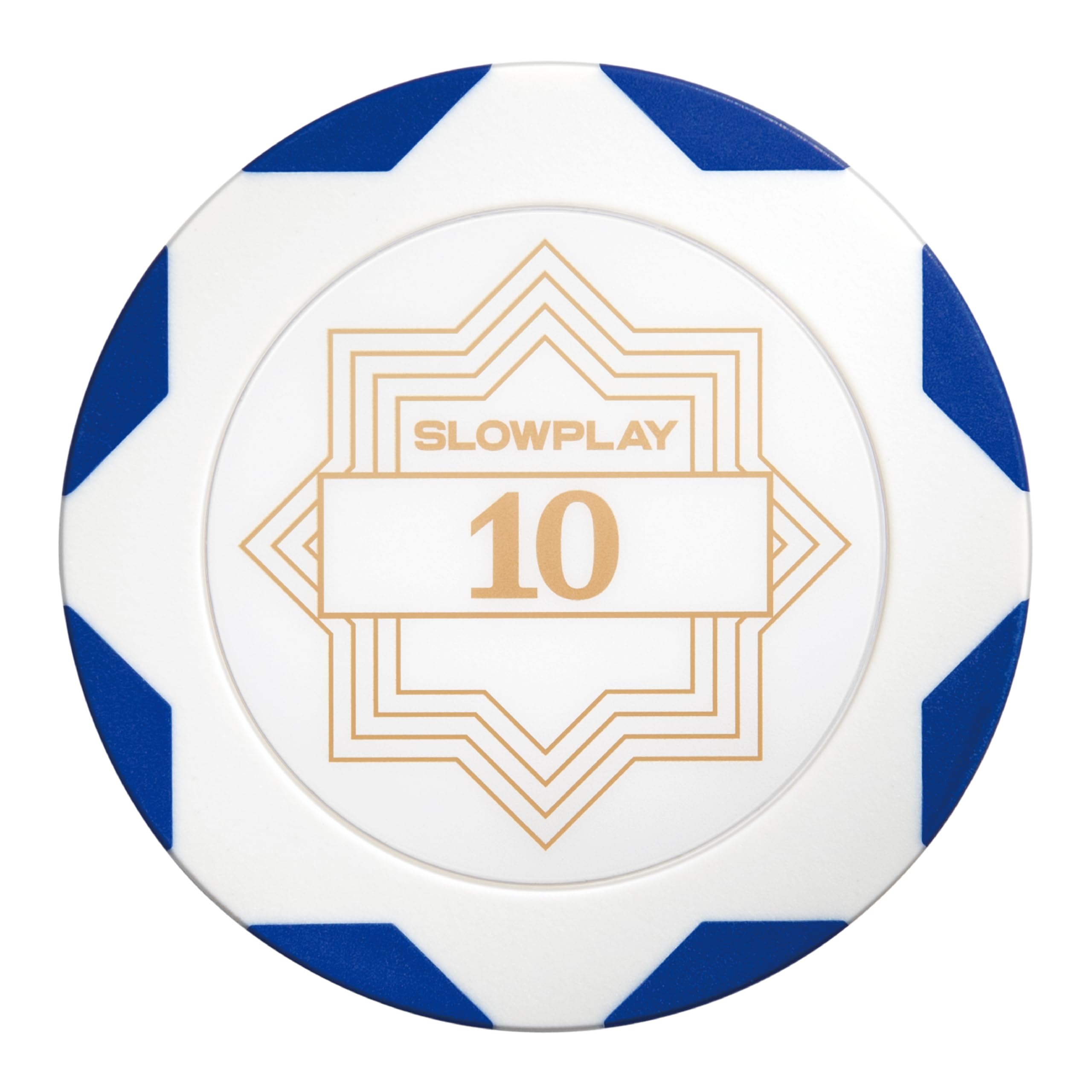 SLOWPLAY Nash Clay Poker Chips White Gold Edition, 14 Grams Heavyweight Clay Composite, 40mm Large Chips in Bulk, Pack of 50 with Denomination of 10