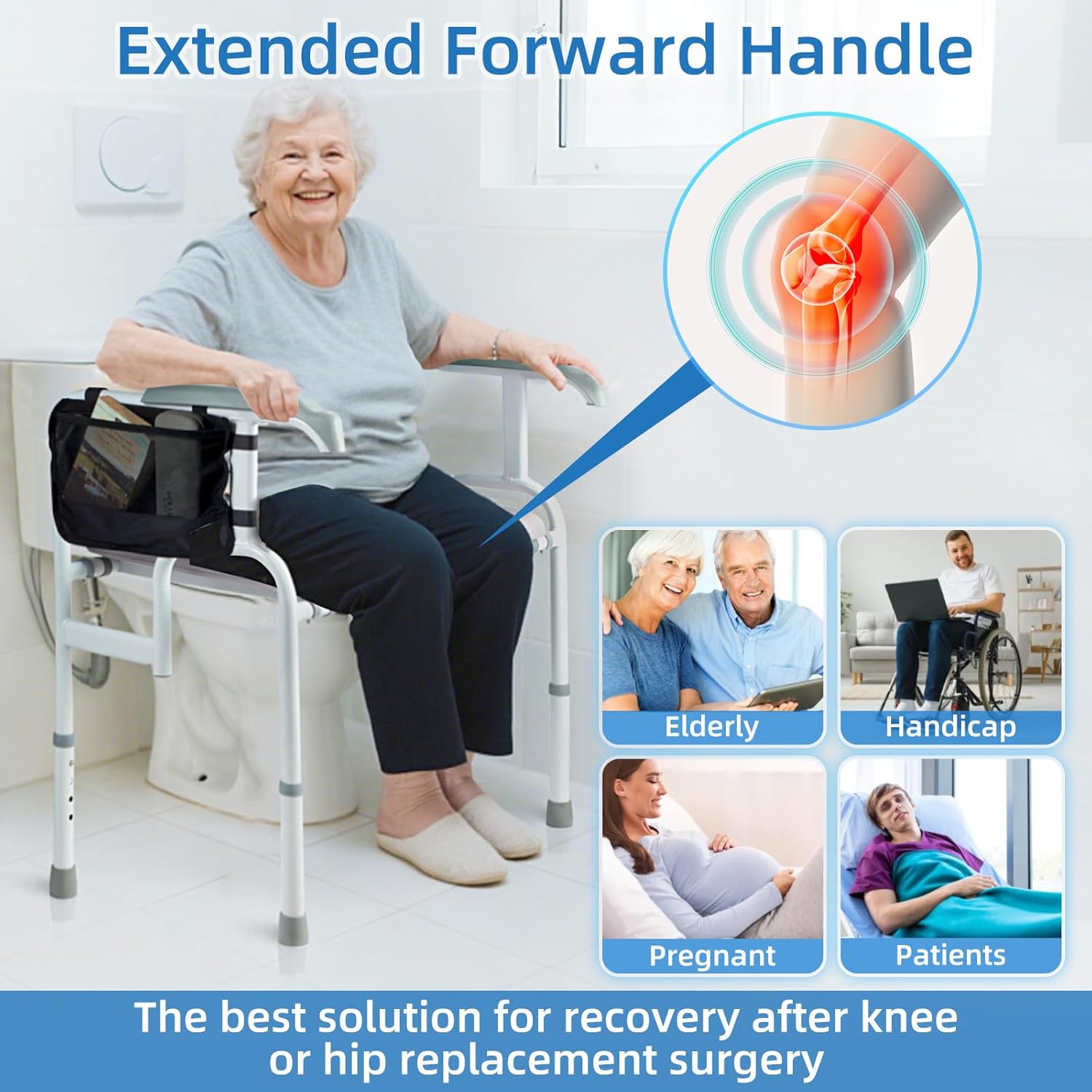 Heavy-Duty Bedside Commode 3-in-1Toilet Commode Chair Extra-Wide Seat 500 Pound Weight Capacity Bucket with Lid Included Adjustable Height & Width for Seniors Disabled Patient Home Care