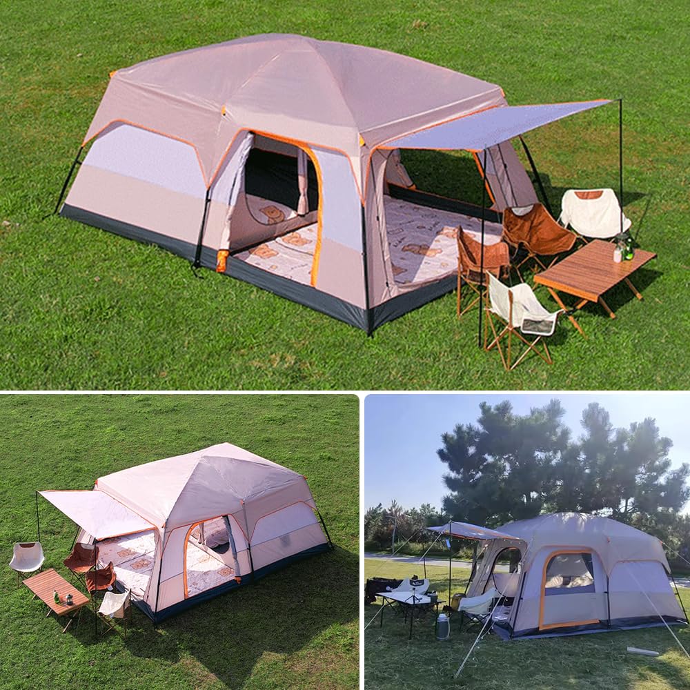Zelt 4-6 Personen, Camping Zelt mit 2 Schlafzimmer und 1 Wohnzimmer, 310x210x180CM Familienzelt, Glamping Tent with Removable Tent Floor, für Camping, Reisen
