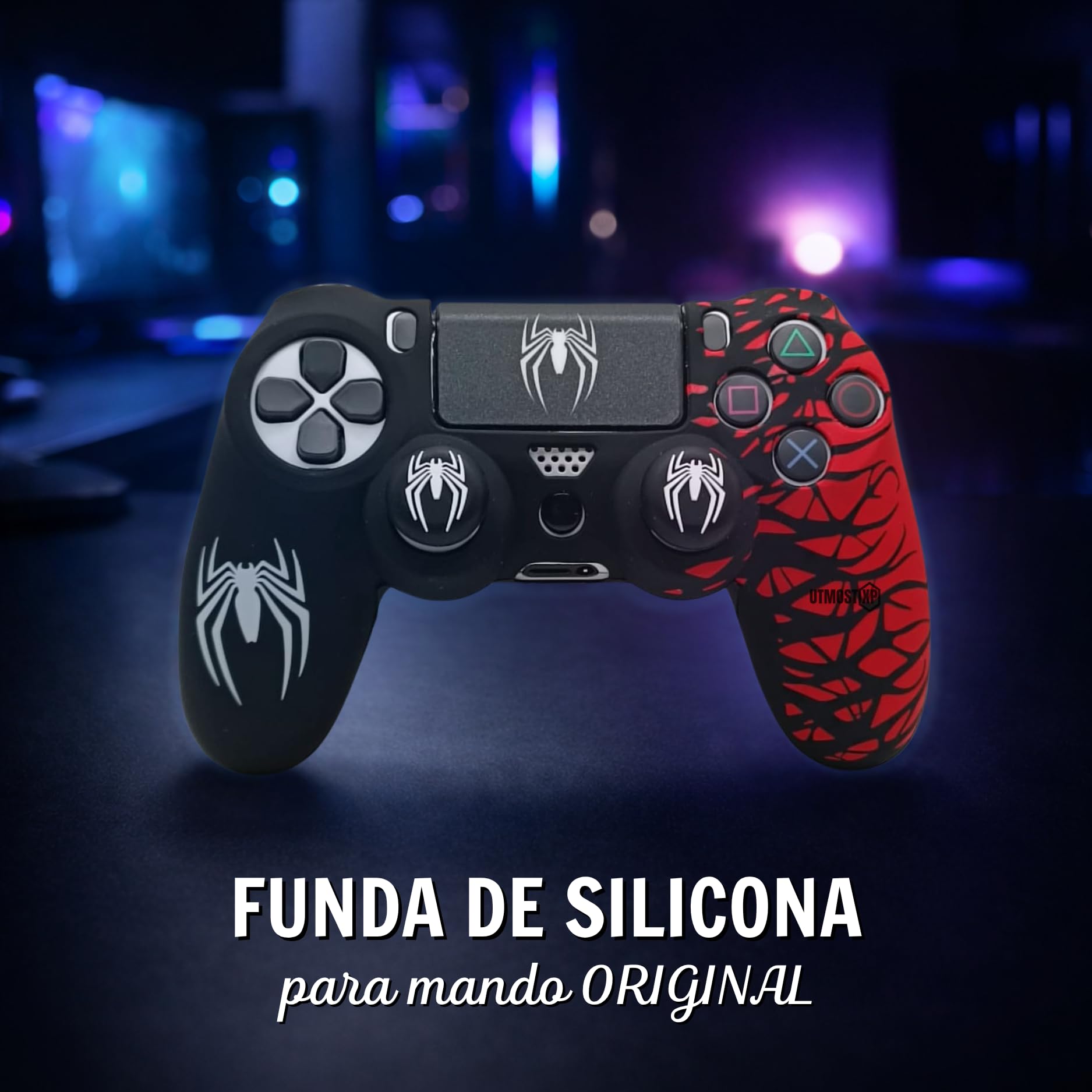 Custodia compatibile per controller PS4, Cover protettiva in silicone morbido antiscivolo per controller PS4, Custodia protettiva compatibile con controller PlayStation 4 (Rosso)