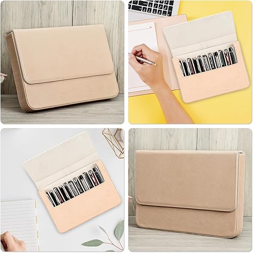 Miniatura 2 de Top Grain - Estuche organizador de 12 bolígrafos estilográficosbandeja para lápices, diseño de moda, hecho a mano sin logotipo, cierre magnético con