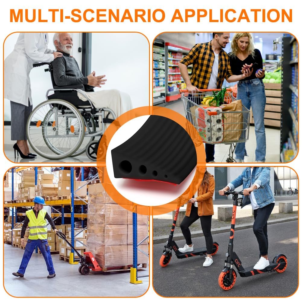 Rampa di Soglia per Porta in TPE, Altezza 3 cm, Carico Max 500 kg, Antiscivolo | per Sedie a Rotelle (Elettriche), Passeggini, Robot Aspirapolvere, Disabili | Design Resistente (Nero, 100x7x3cm)