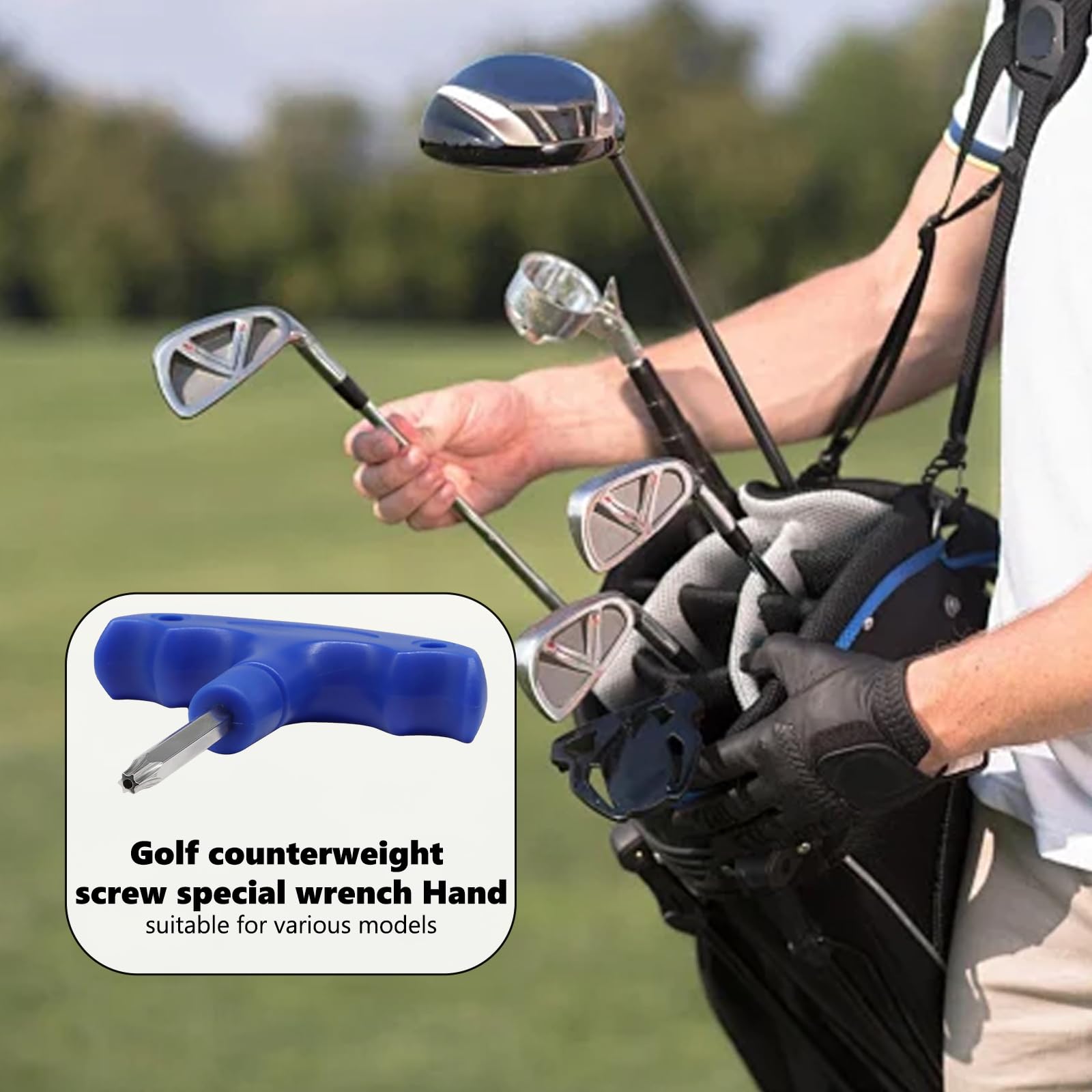 Llave de Golf Ajustable, Herramienta Adaptador de Torque para Driver y Fairway, Azul