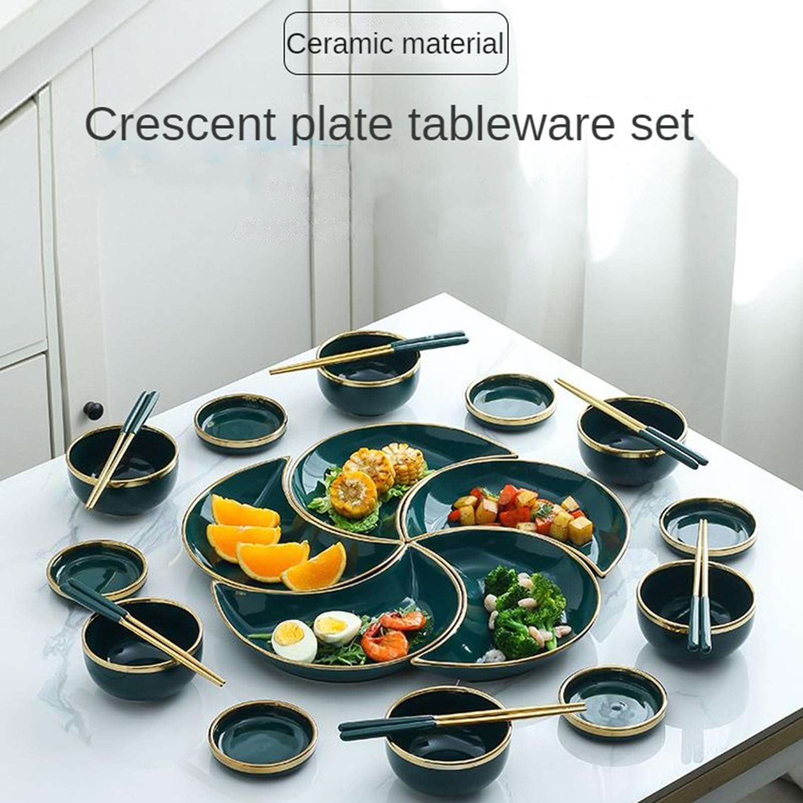 23-częściowe zestawy zastawy stołowej luksusowe ceramiczne domowe talerz obiadowy talerz księżycowy talerz, talerze i miski naczynia pałeczki dla 6 osób porcelanowy zestaw naczyń