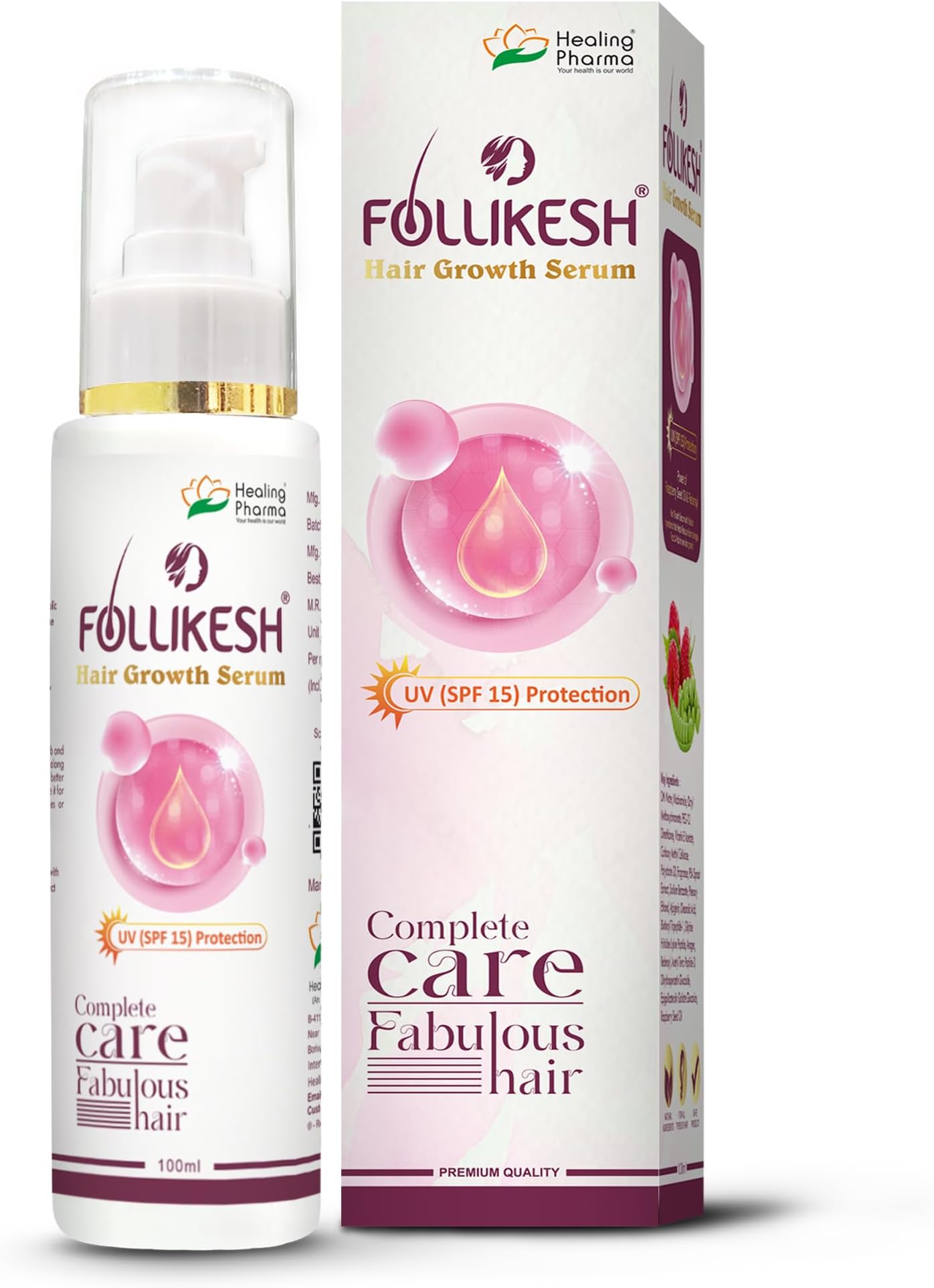 Healing Pharma - Follikesh Hair Growth Serum For Women & Men with Redensyl & Raspbeery Seed Oil, 100ml
