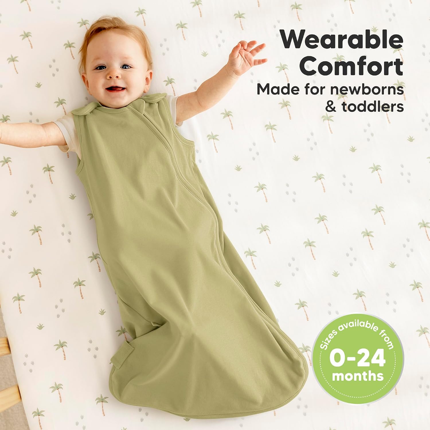 2-Pack Organic Baby Sleep Sacks, 100% Cotton – Soft & Breathable 0.5TOG Baby Wearable Blanket, Toddler Sleeping Sack 6-18 Months, Easy to Wear Swaddles for Newborns, Infants (Avocado, M)