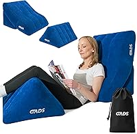 Vista 1 de Inflatable Wedge Pillow Set - Inflatable Bed Wedge for Sleeping, Swollen Legs, and Travel - Compact Blow-Up Leg Pillow for Elevation