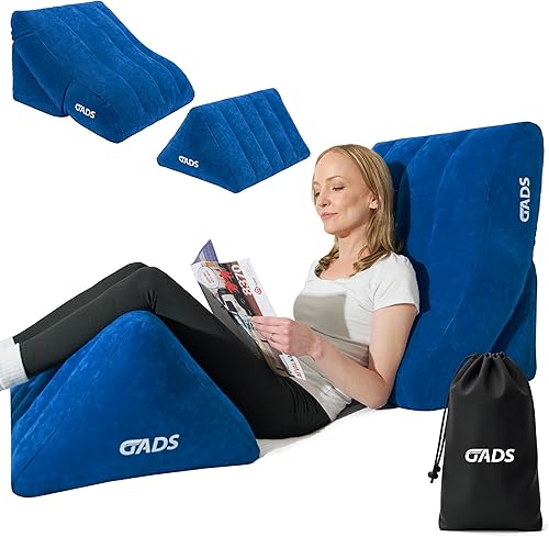 Juego de almohadas inflables de cuña  Cuña de cama inflable para dormir, piernas hinchadas y viajes  Almohada compacta para piernas para elevación