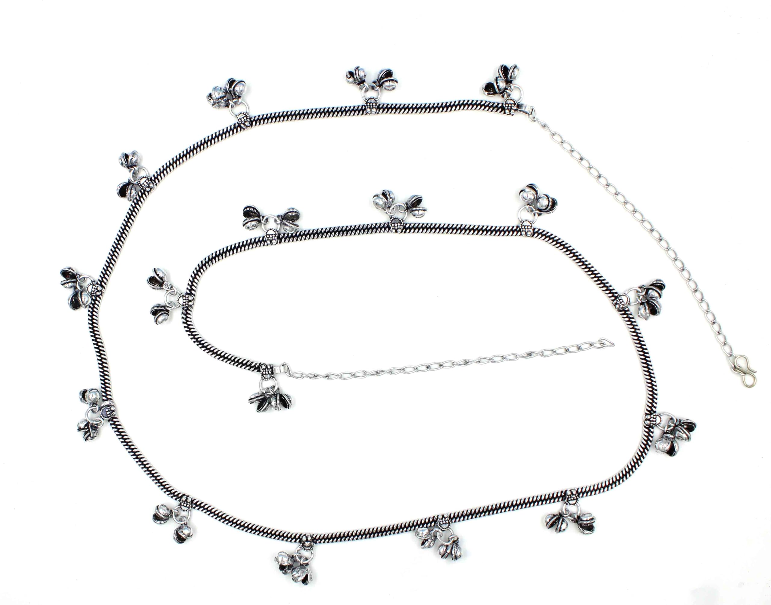 GURJARI JEWELLERS Plain oxidised silver Slim With Brass Gungru Kamarband for Women and Girls (B0CKTSFQ3D) Amazon Price History, Amazon Price Tracker
