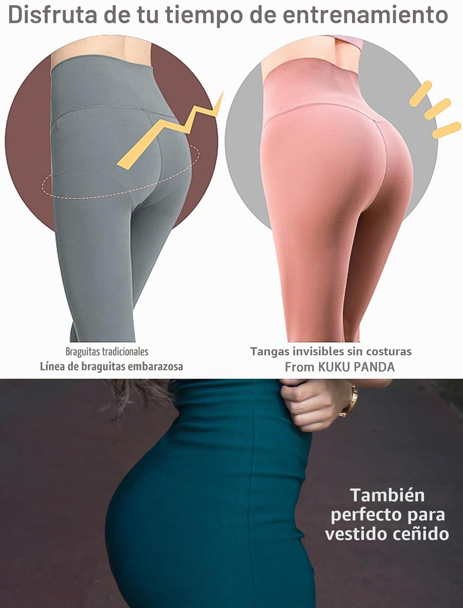KUKU PANDA Tangas Invisibles para Mujer Cómodas Bragas de Maternidad Conjunto de Ropa Interior Sin Costuras Variedad de Entrenamiento Atlético Pack de 6