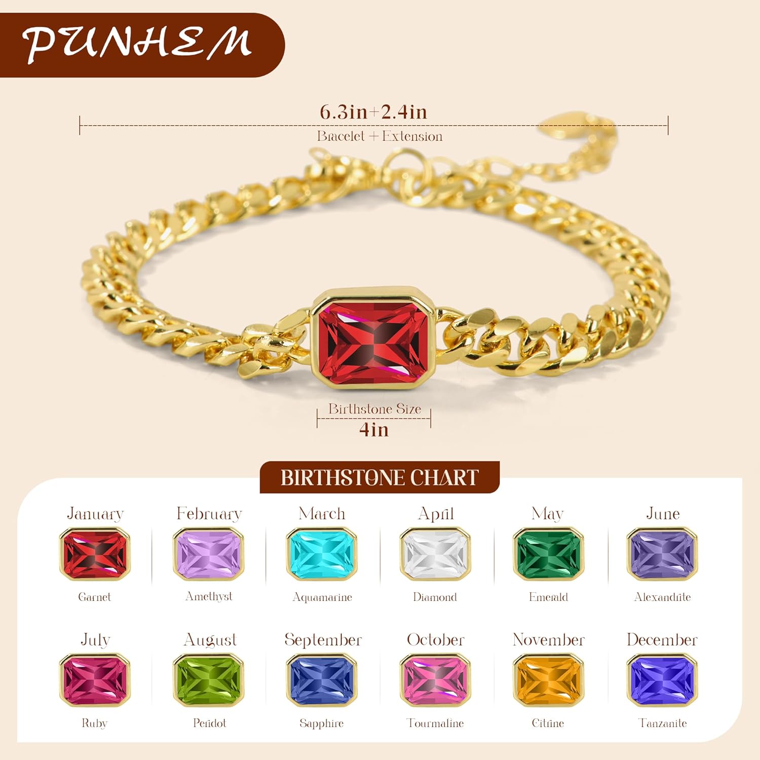 Gold Bracelets for Women,14K Gold Plated Dainty Birthstone Bracelet Non Tarnish Trendy Stackable Blue Green May Emerald Friendship Bracelets with Extension Gifts for Best Friend - Image 5