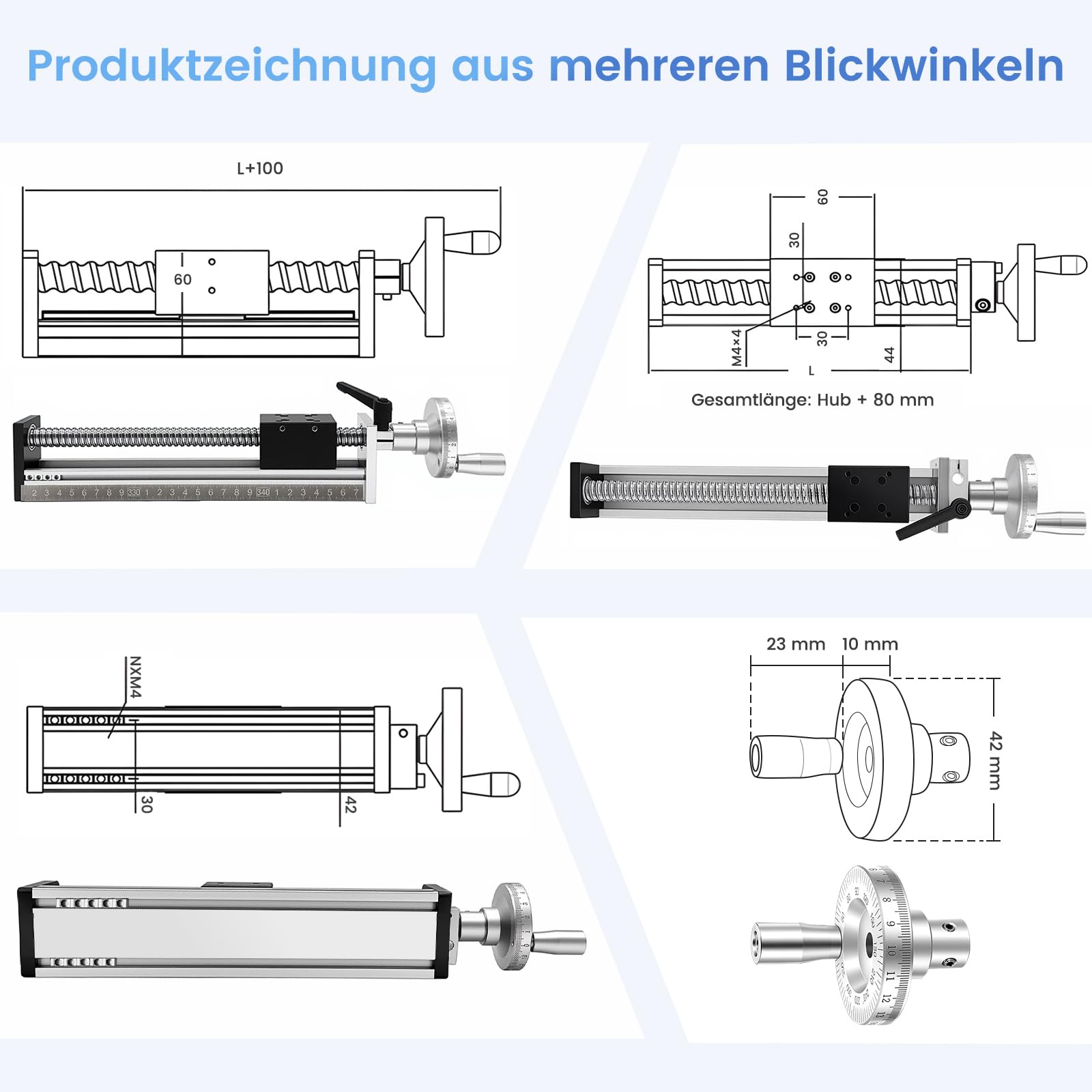 CNC SFU1605 Kugelumlaufspindel Linearführung 300mm Handrad Lineartisch Hochpräziser DIY XY Achse Fräser Graviermaschine