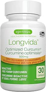 Longvida Lipidated Curcumin 500mg, High Dose &amp; 285x Increased Bioavailability, Rapid Absorption with Sustained Action, Vegan, 30 Capsules, by Igennus