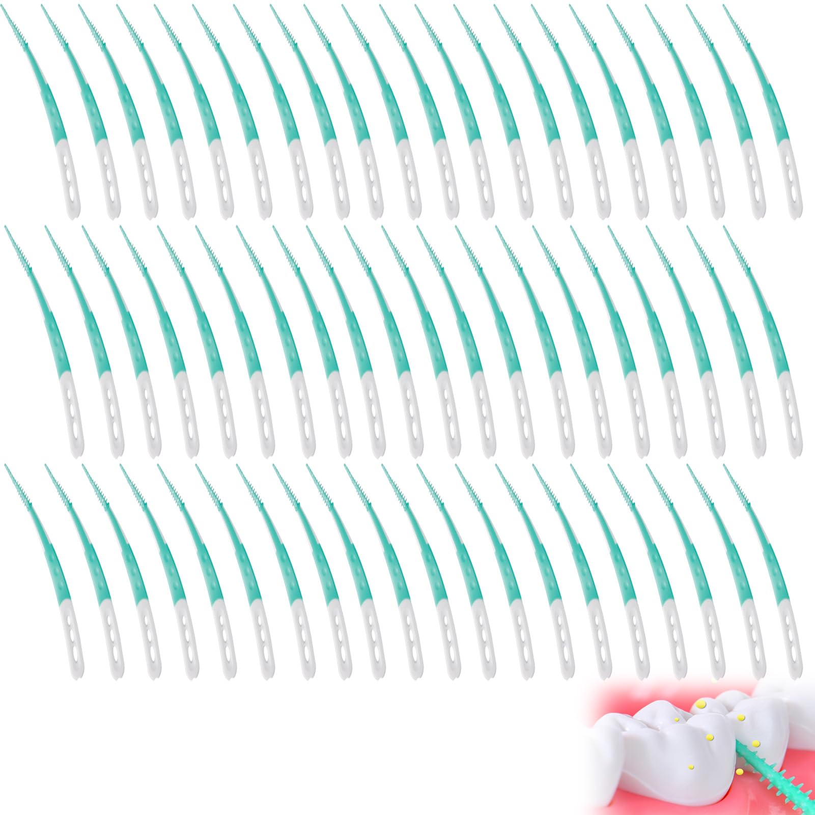 Szczotki międzyzębowe, 60 sztuk szczoteczek dentystycznych, szczoteczki międzyzębowe z miękkiego silikonu zakrzywiony kształt do czyszczenia trudno dostępnych przestrzeni międzyzębowych