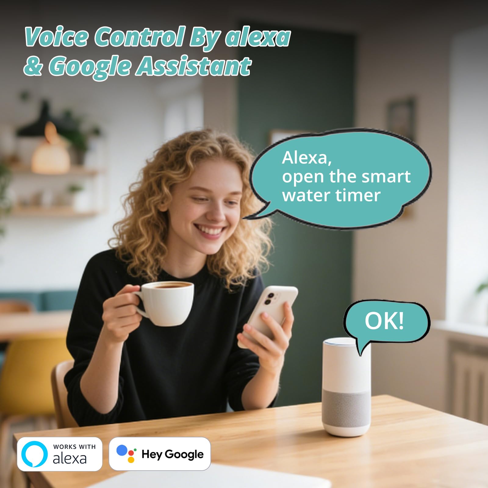 QUOBAS Inteligentny zegar wodny WiFi do węża ogrodowego, 1-strefowy, mosiężny zraszacz, timer z aplikacją i opóźnieniem deszczu, automatyczny/ręczny, 3 tryby nawadniania kropelkowego, basenu i