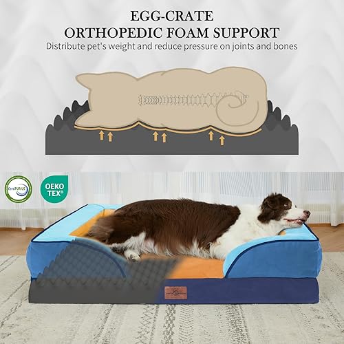 Miniatura 75 de Comfort Expression - Cama ortopédica para perros extragrandes, 53 x 42 pulgadas, cama impermeable y de apoyo de espuma con cojines removibles, con