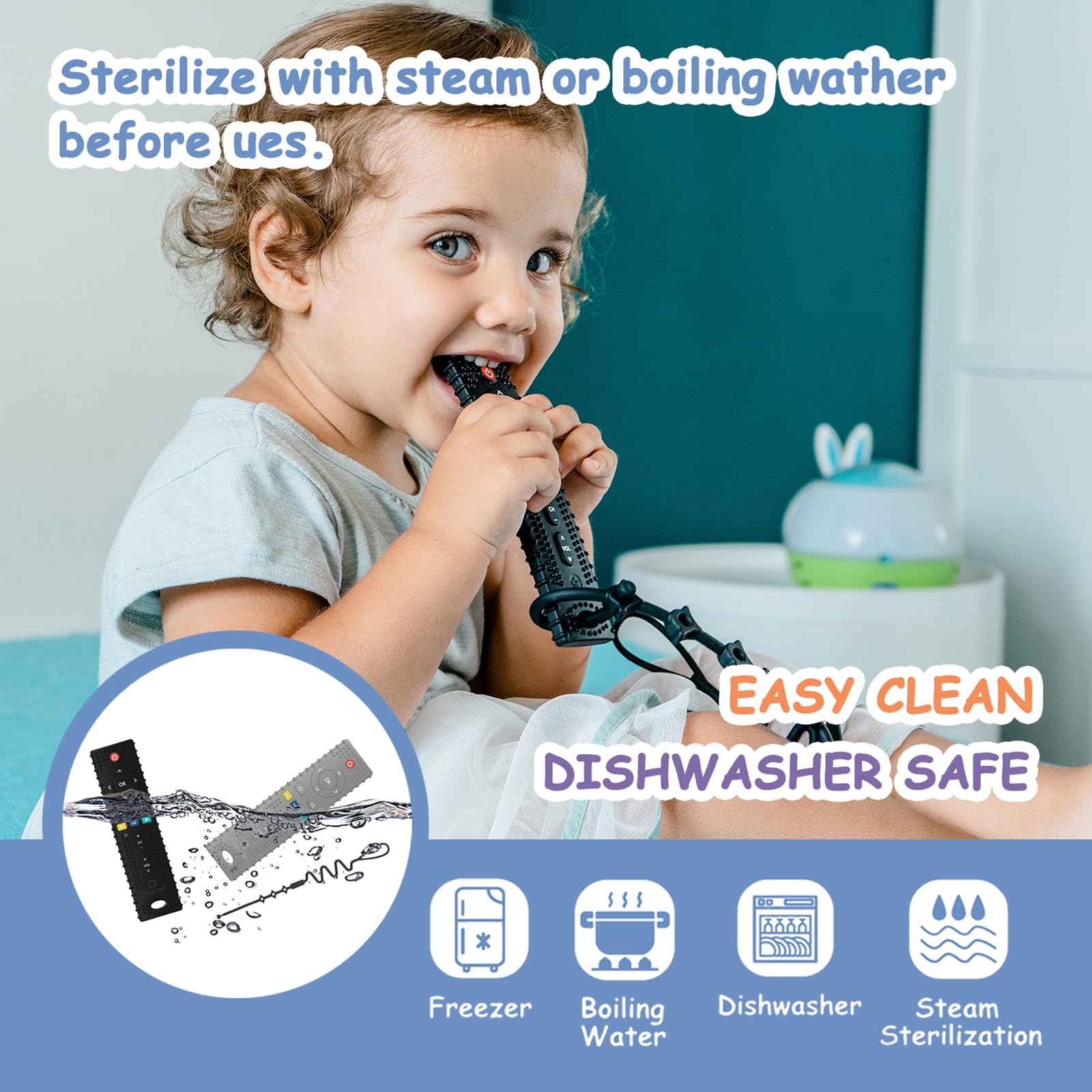 Yoolane® Massaggia Gengive Neonati 2 Pezzi Giochi Dentizione Neonato Freezer Massaggiagengive Refrigerante Silicone Telecomando Giocattolo per 3-24 Mesi Bambini Maschio e Femmina, Senza BPA