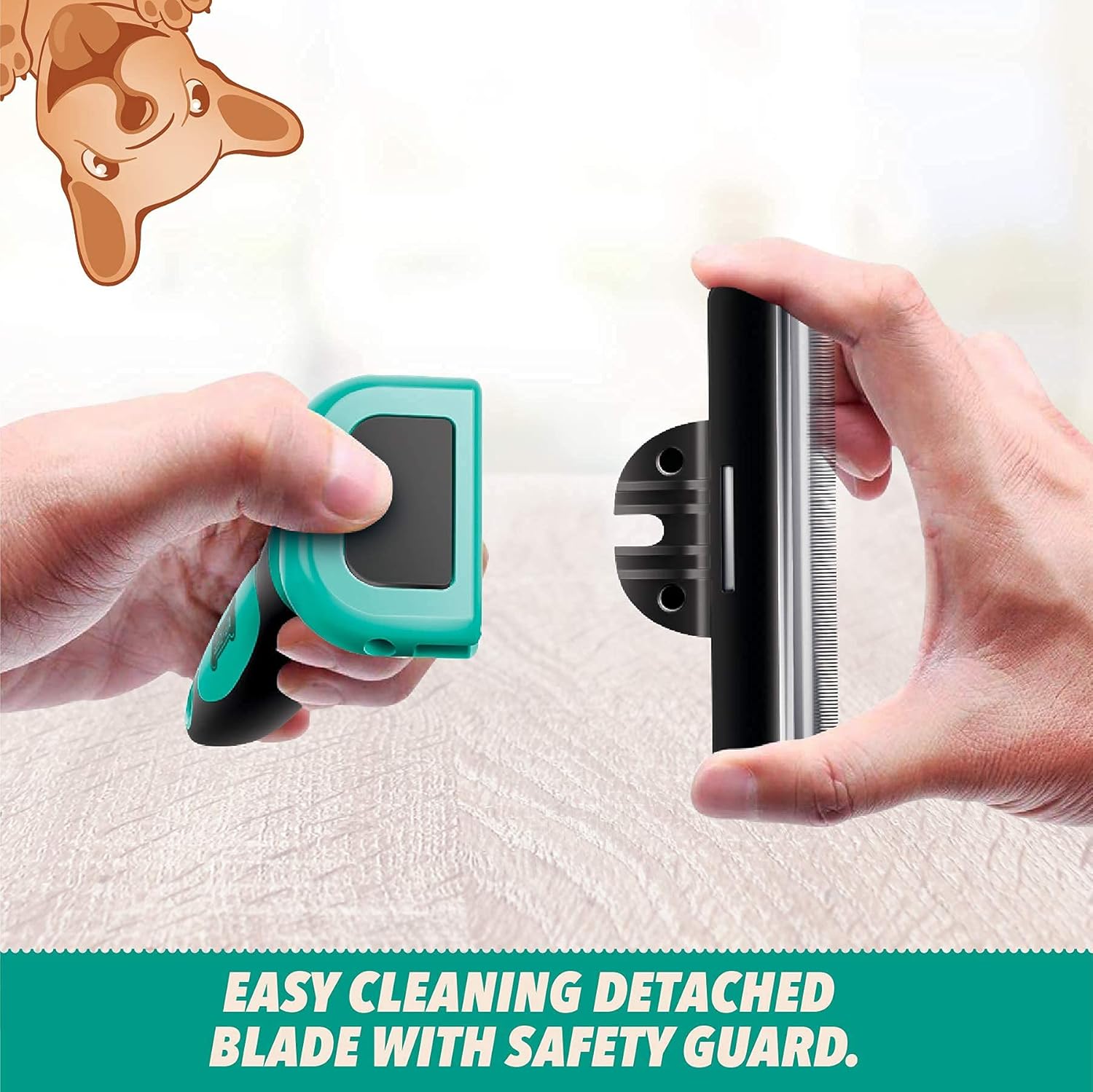 Ruff 'n Ruffus Deshedding Brush + Free Bonus Nail Clippers | Reduces Shedding by up to 95% | Pet Brush for All Breeds | Shedding Brush for Cats and Dogs | Non-Slip Grip with Detachable Head Design