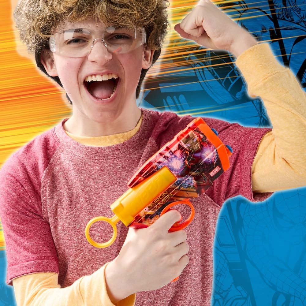 Nerf Marvel Iron Man Dart Blaster | 4 Nerf N1 Foam Darts | Iron Man-Inspired Blaster Skin Designs | Kids Gifts |Outdoor Toys & Games for Ages 8+ (Amazon Exclusive)