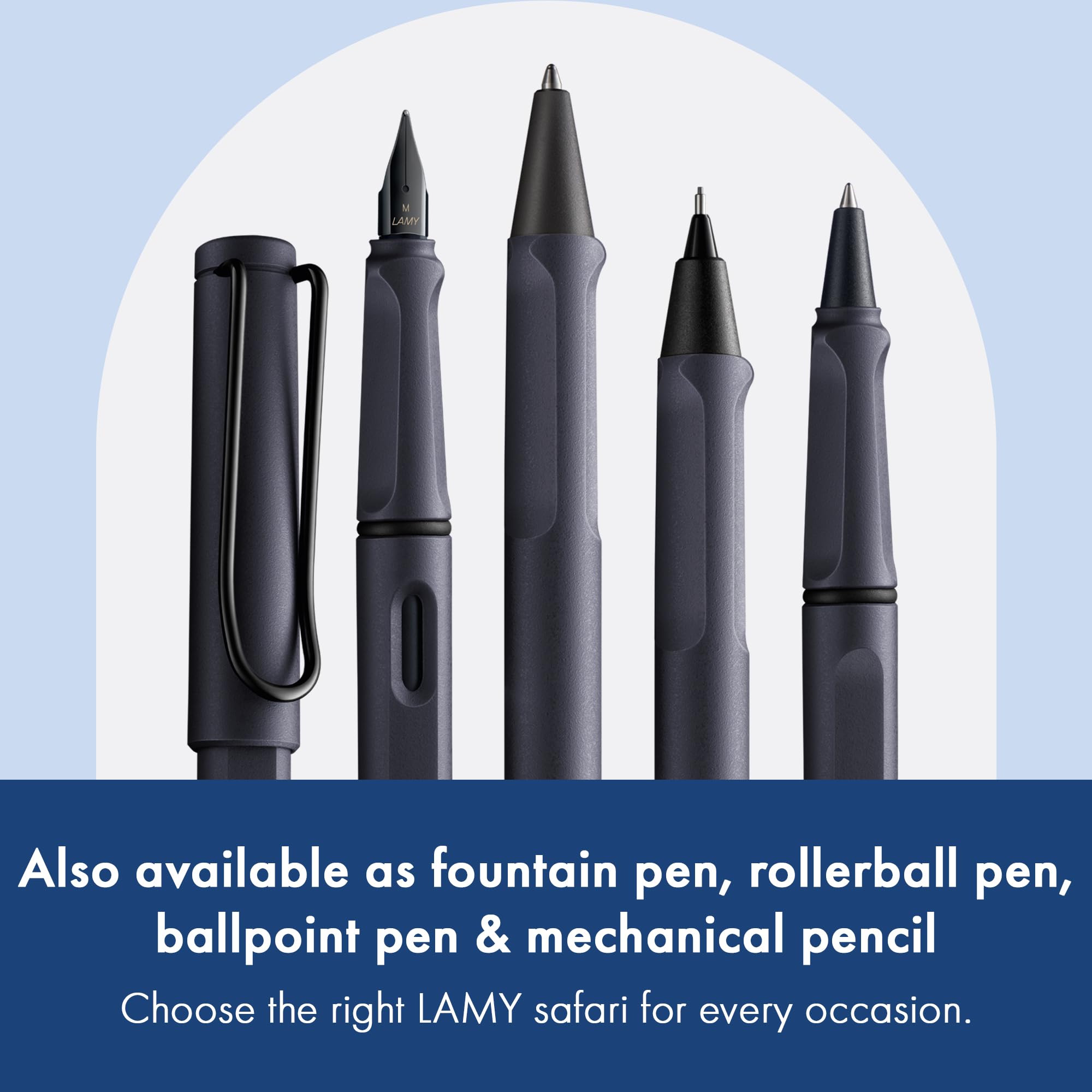 Lamy Safari Rollerball Penna Roller Ink Steel Black Tratto M Cartuccia Blu T10 ASA Robusta
