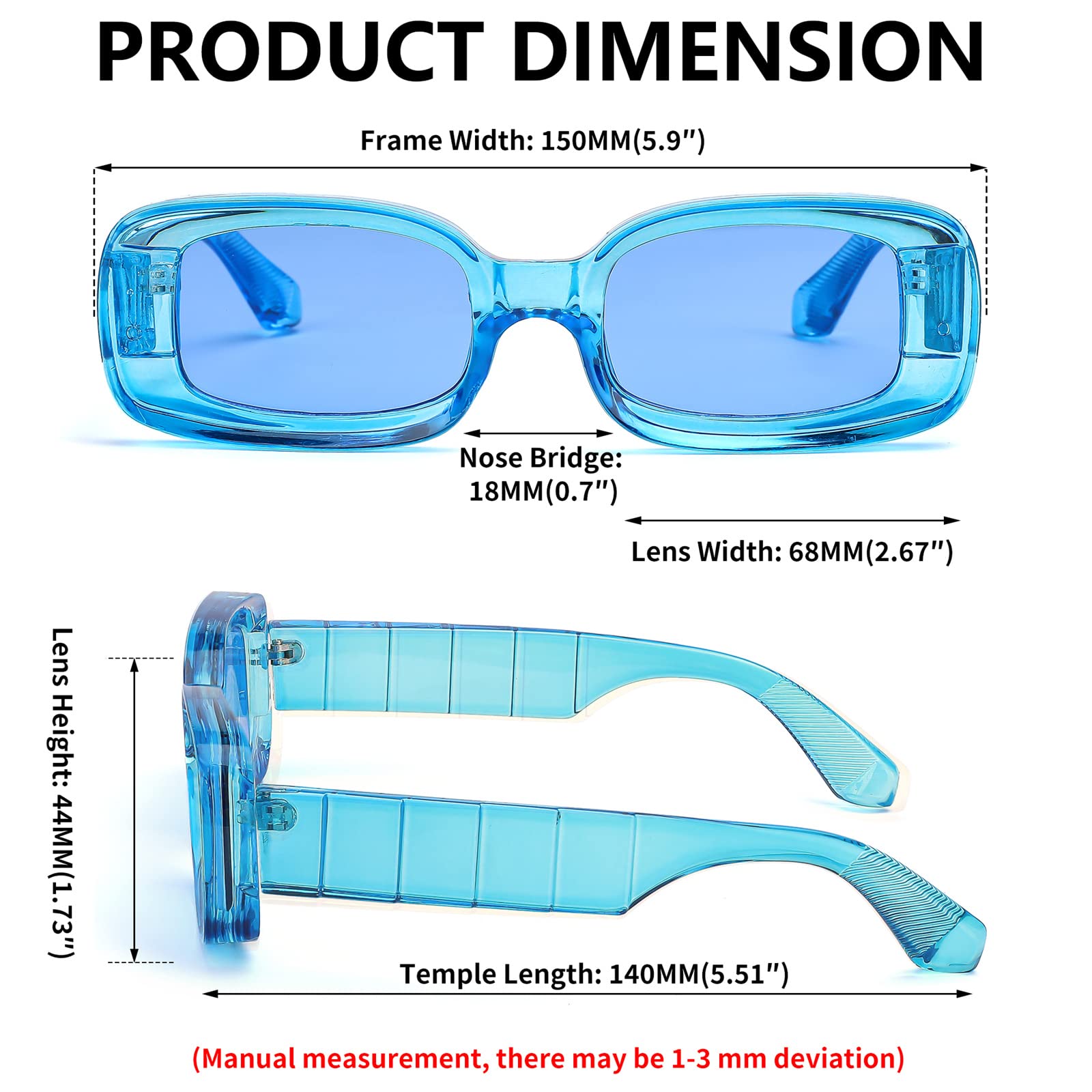 FEISEDY Retro Thick Rectangle Sunglasses Retro 90s Small Chunky Square Women Men B2307