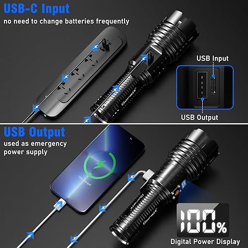 Miniatura 8 de Goreit 20000 lúmenes XHM772 súper brillante linterna de mano de alta potencia potente linterna táctica impermeable para regalo de emergencia