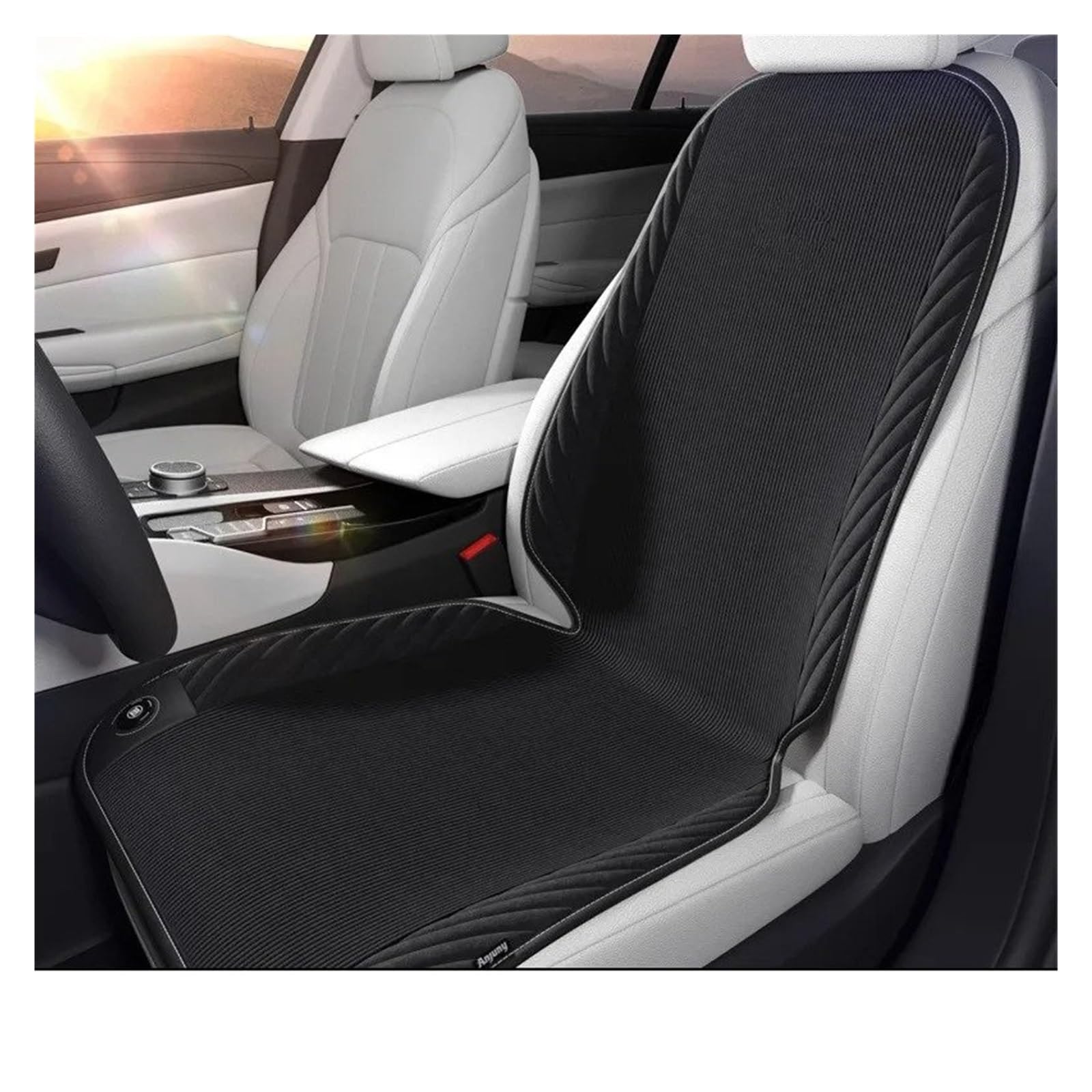 Fundas Asientos Coche Funda Asiento Coche con Calefacción Alimentada por Encendedor Cigarrillos 12V 5 Motores Zona Dual Calentamiento Rápido Cojín Universal Asiento Coche Juego(Black Seat)