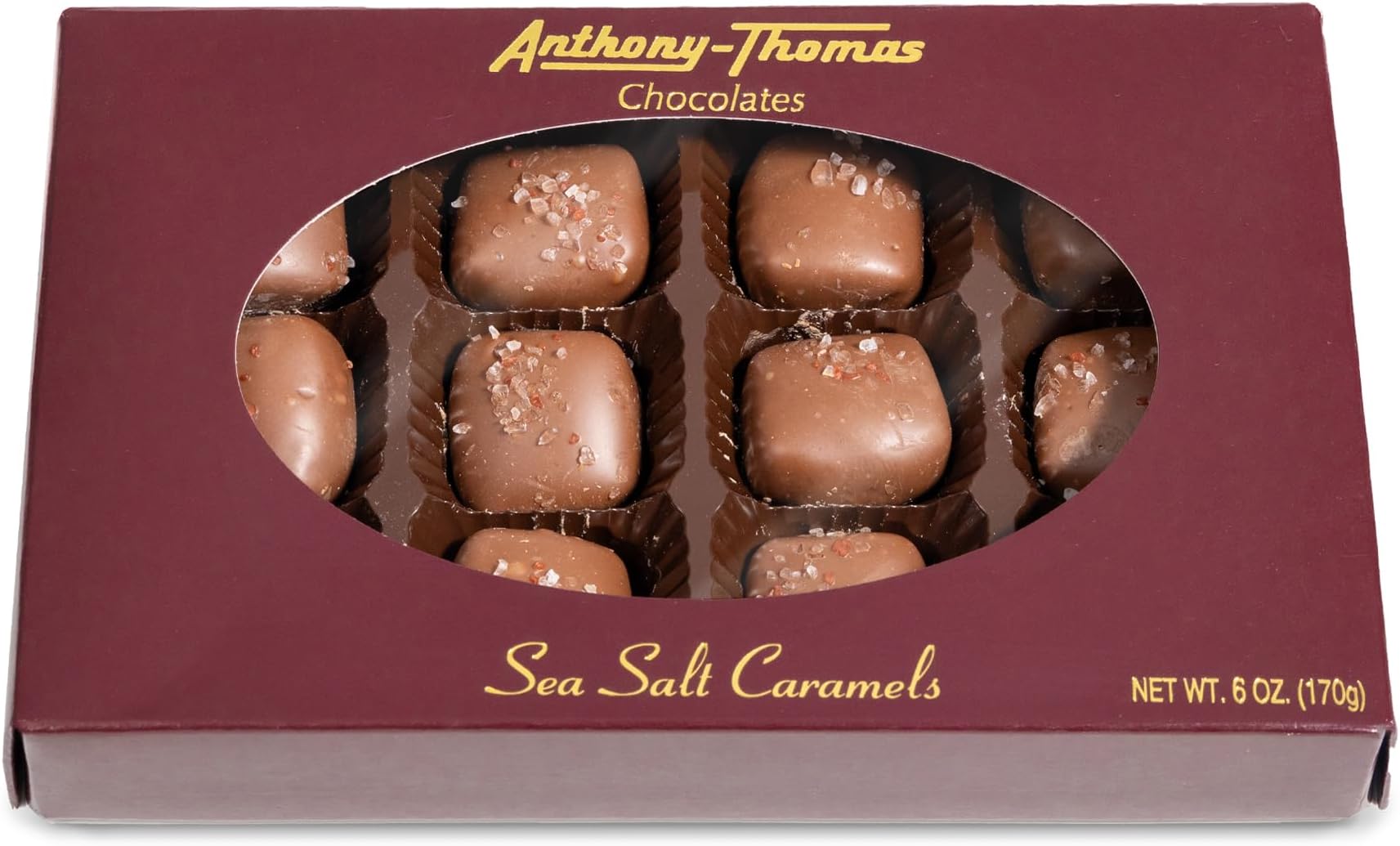 Anthony Thomas, Milk Chocolate Sea Salt Caramels, Great Tasting Chocolates, Caramel Centers, Premier Company, Deliciously Delightful Snacks (12 Count)